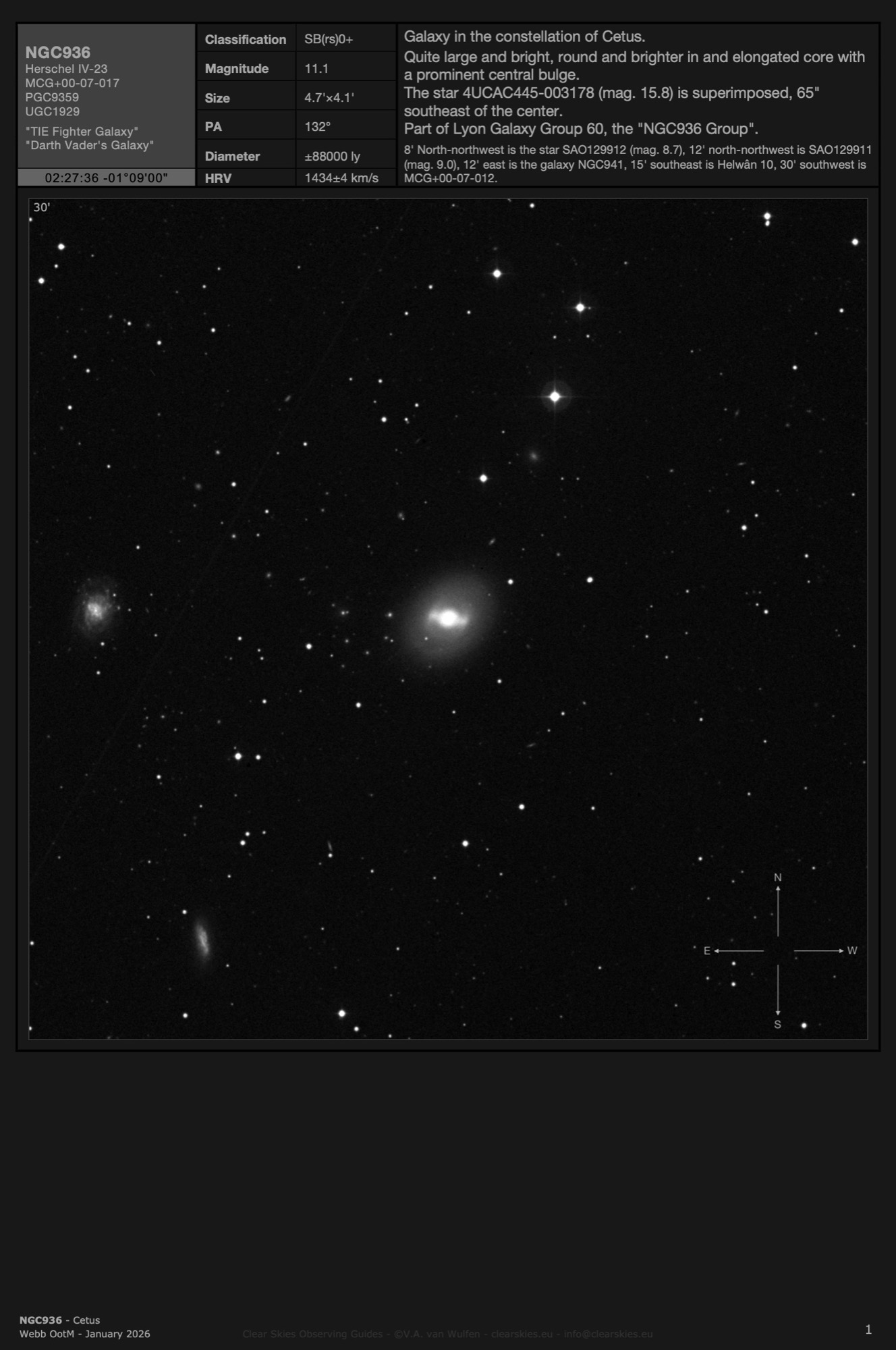 Galaxy NGC936 - the "TIE Fighter Galaxy" in Cetus Galaxy NGC936 - the "TIE Fighter Galaxy" in Cetus