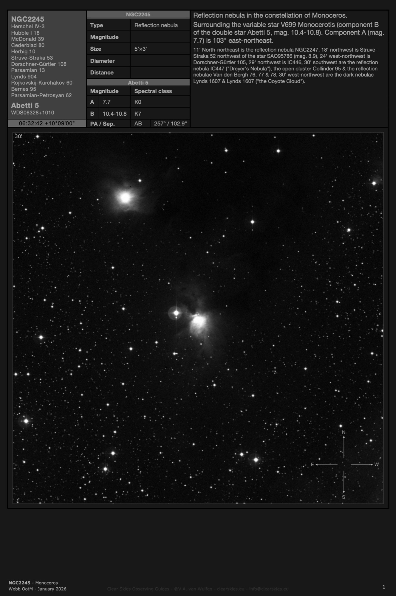 Reflection nebula NGC2245 in Monoceros Reflection nebula NGC2245 in Monoceros