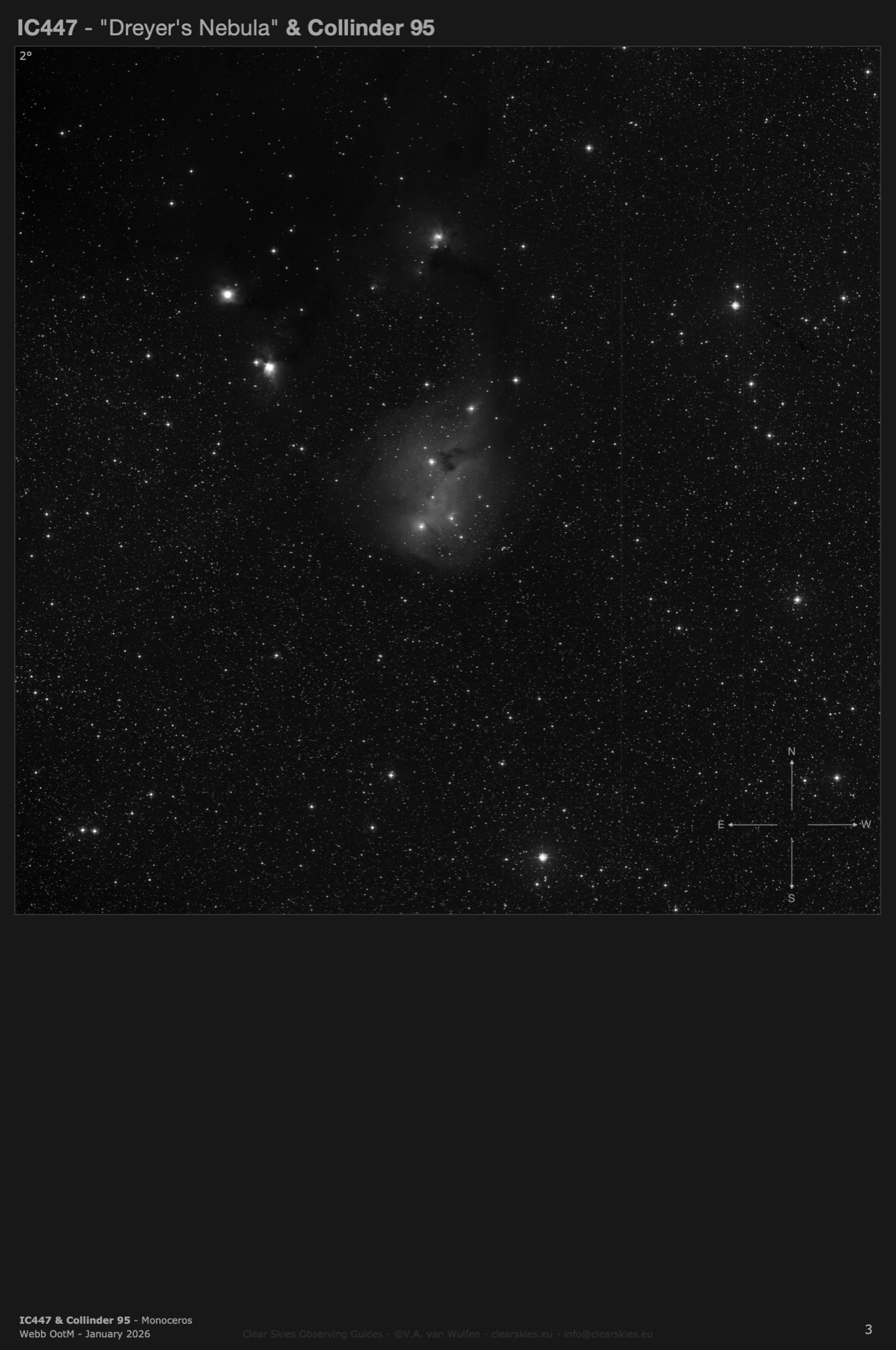 Reflection nebula IC447 - "Dreyer's Nebula" & open cluster Collinder 95 in Monoceros Reflection nebula IC447 - "Dreyer's Nebula" & open cluster Collinder 95 in Monoceros