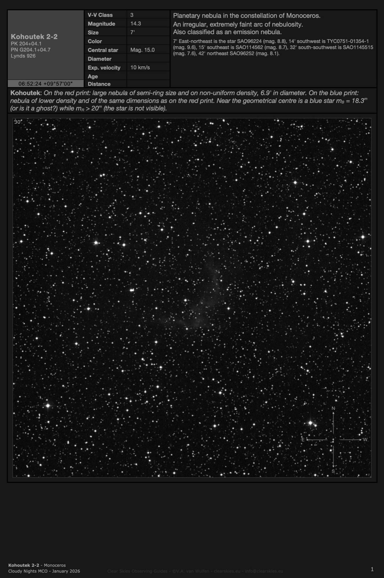 Planetary nebula Kohoutek 2-2 (PK 204+04.1) in Monoceros Planetary nebula Kohoutek 2-2 (PK 204+04.1) in Monoceros