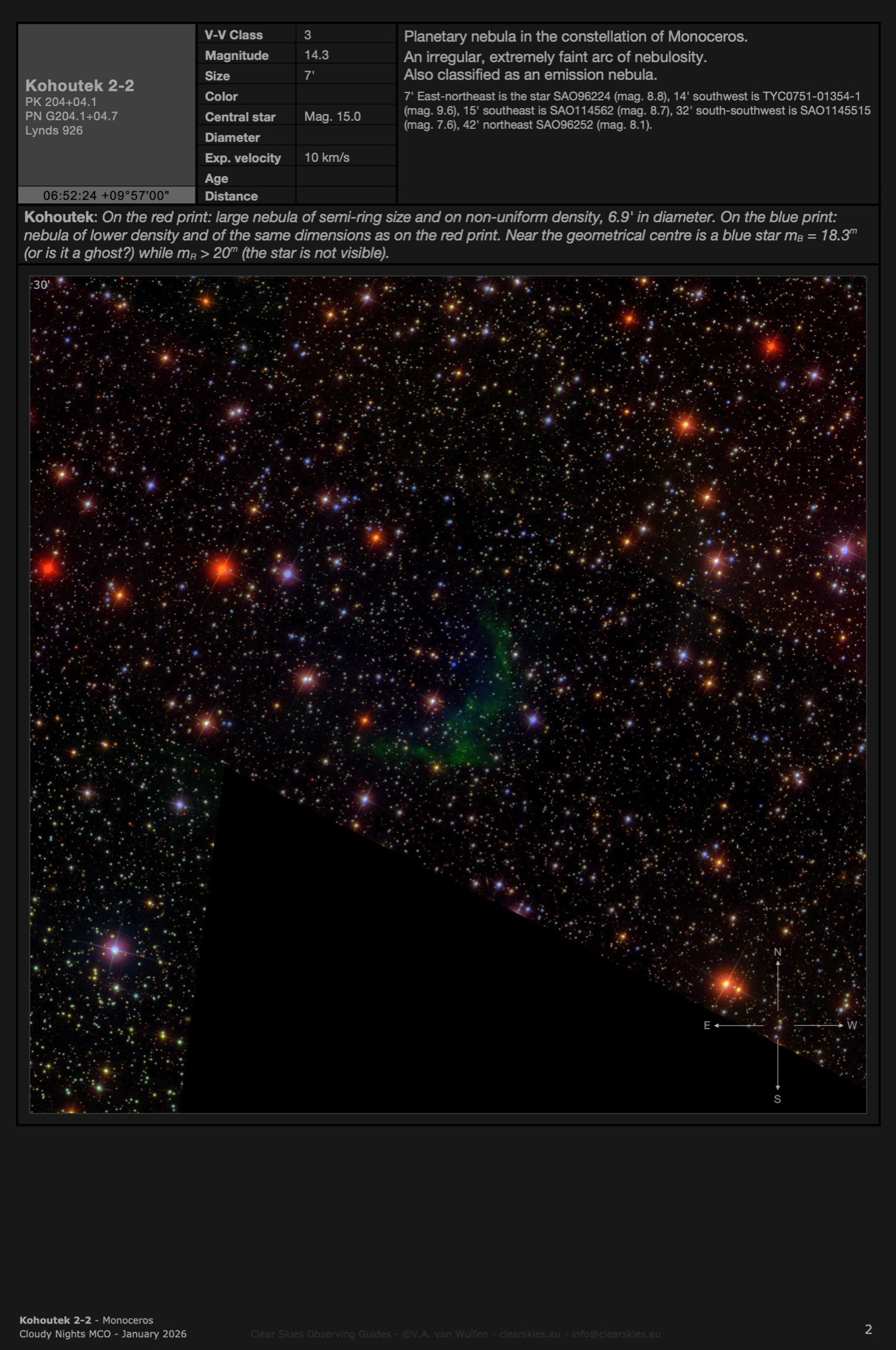 Planetary nebula Kohoutek 2-2 (PK 204+04.1) in Monoceros Planetary nebula Kohoutek 2-2 (PK 204+04.1) in Monoceros