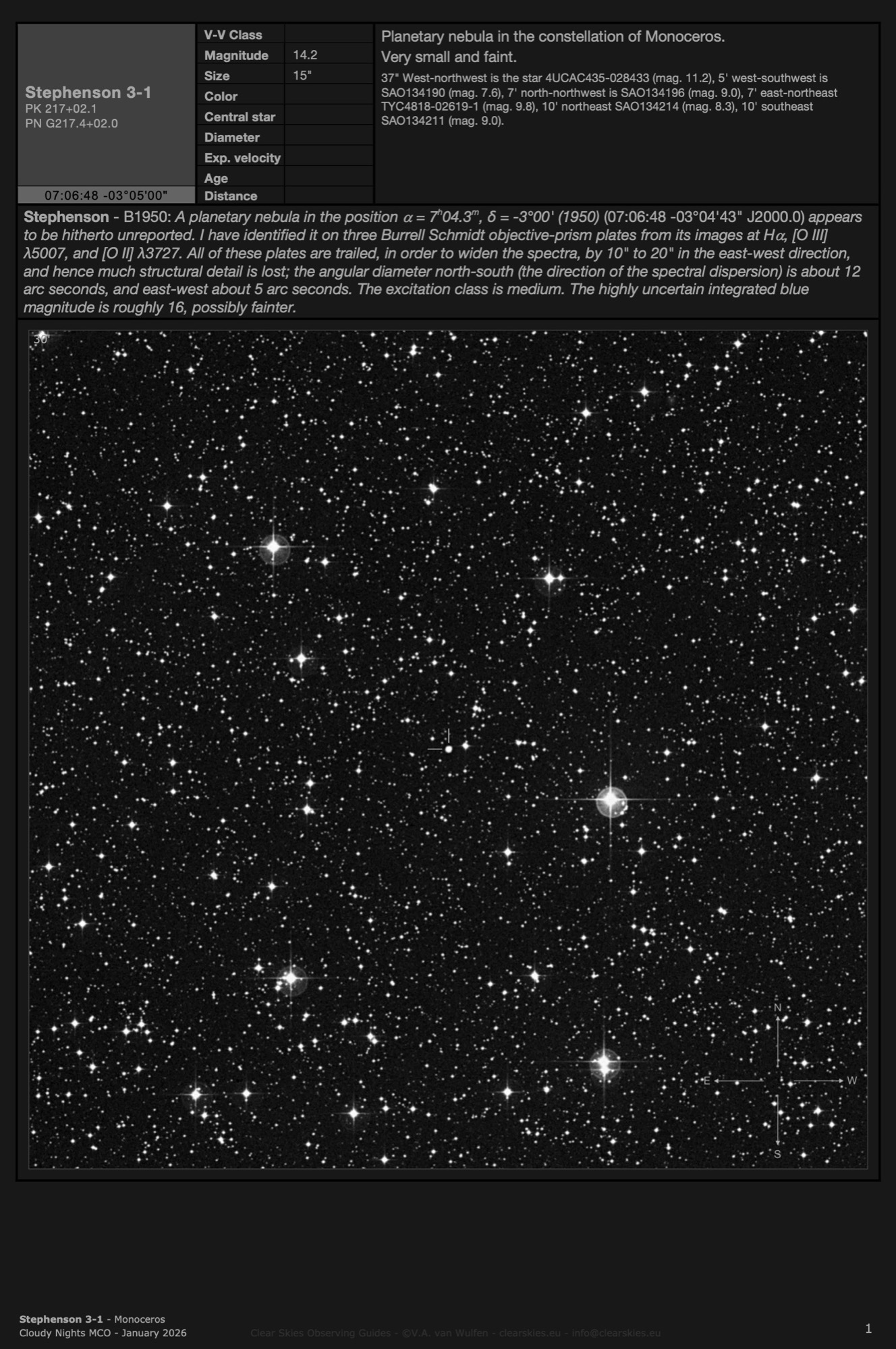 Planetary nebula Stephenson 3-1 (PK 217+02.1) in Monoceros Planetary nebula Stephenson 3-1 (PK 217+02.1) in Monoceros