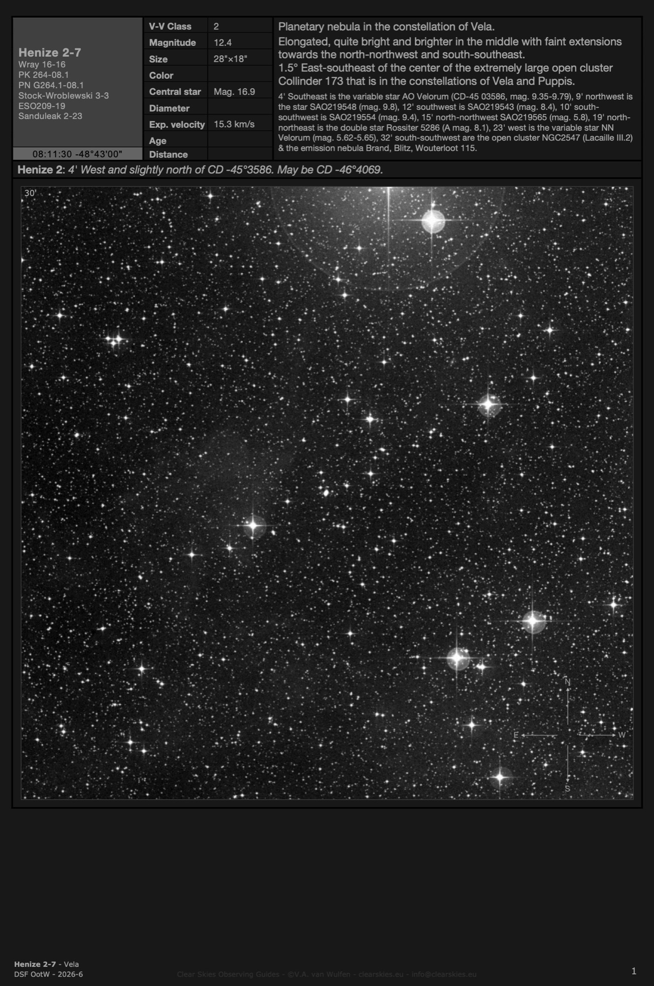 Planetary nebula Henize 2-7 (PK 264-08.1) in Vela Planetary nebula Henize 2-7 (PK 264-08.1) in Vela