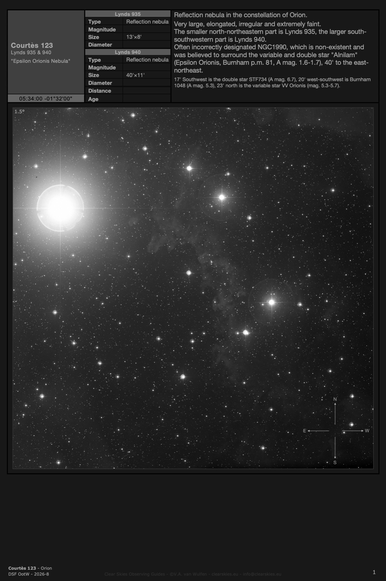 Reflection nebula Courtès 123 - the "Epsilon Orionis Nebula" in Orion Reflection nebula Courtès 123 - the "Epsilon Orionis Nebula" in Orion