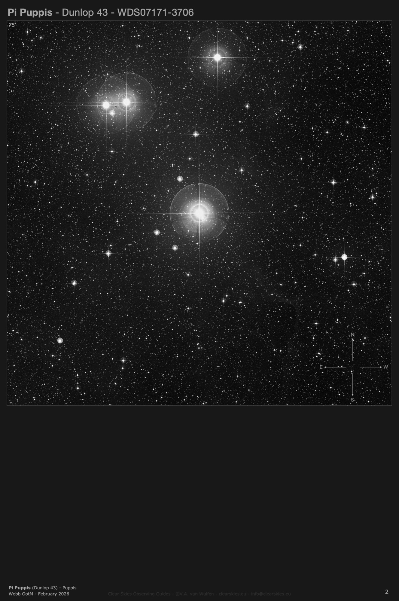 Double star Pi Puppis (Dunlop 43 - WDS07171-3706) in Puppis Double star Pi Puppis (Dunlop 43 - WDS07171-3706) in Puppis