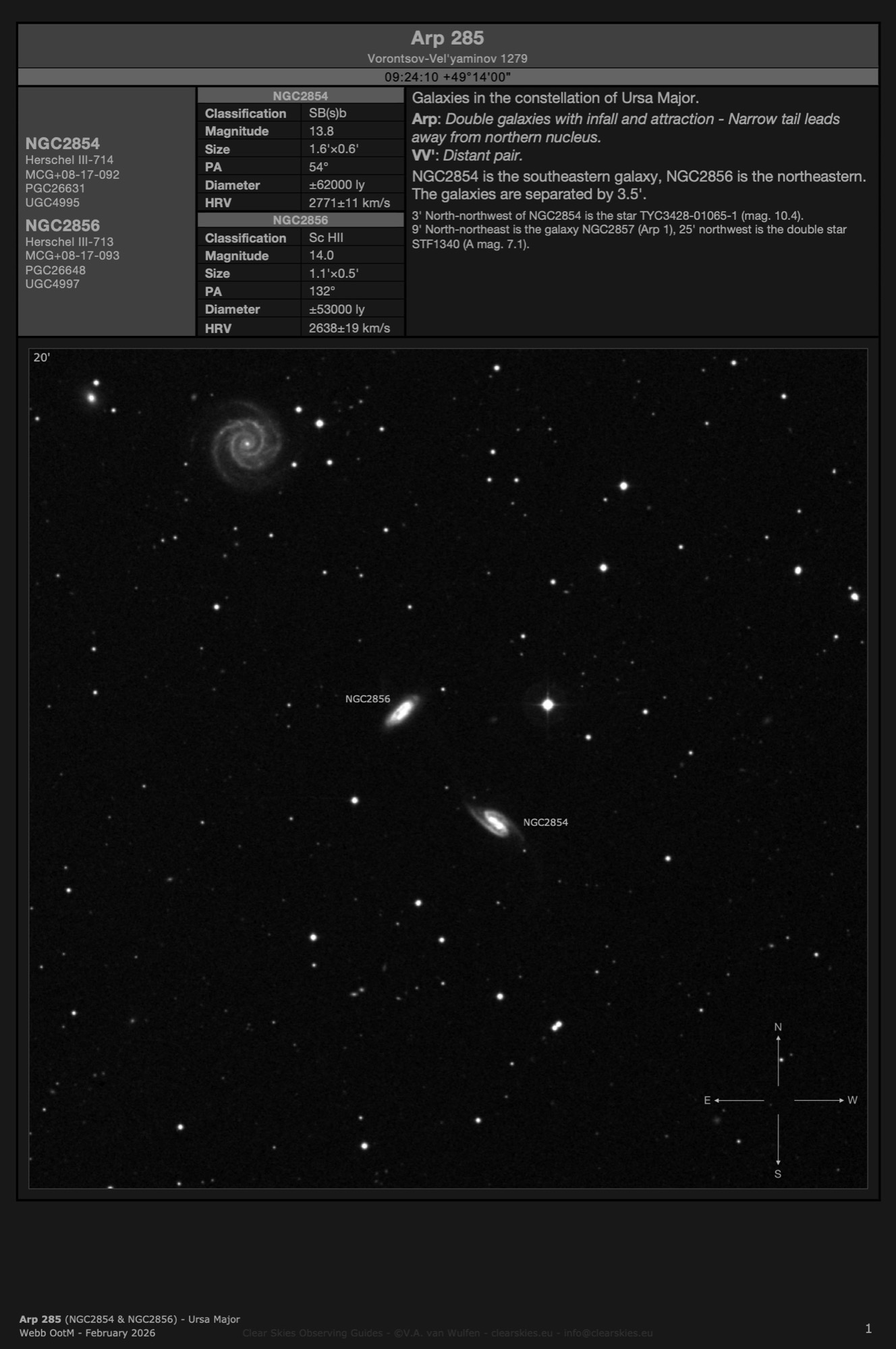 Galaxy pair Arp 285 (NGC2854 & NGC2856) in Ursa Major Galaxy pair Arp 285 (NGC2854 & NGC2856) in Ursa Major