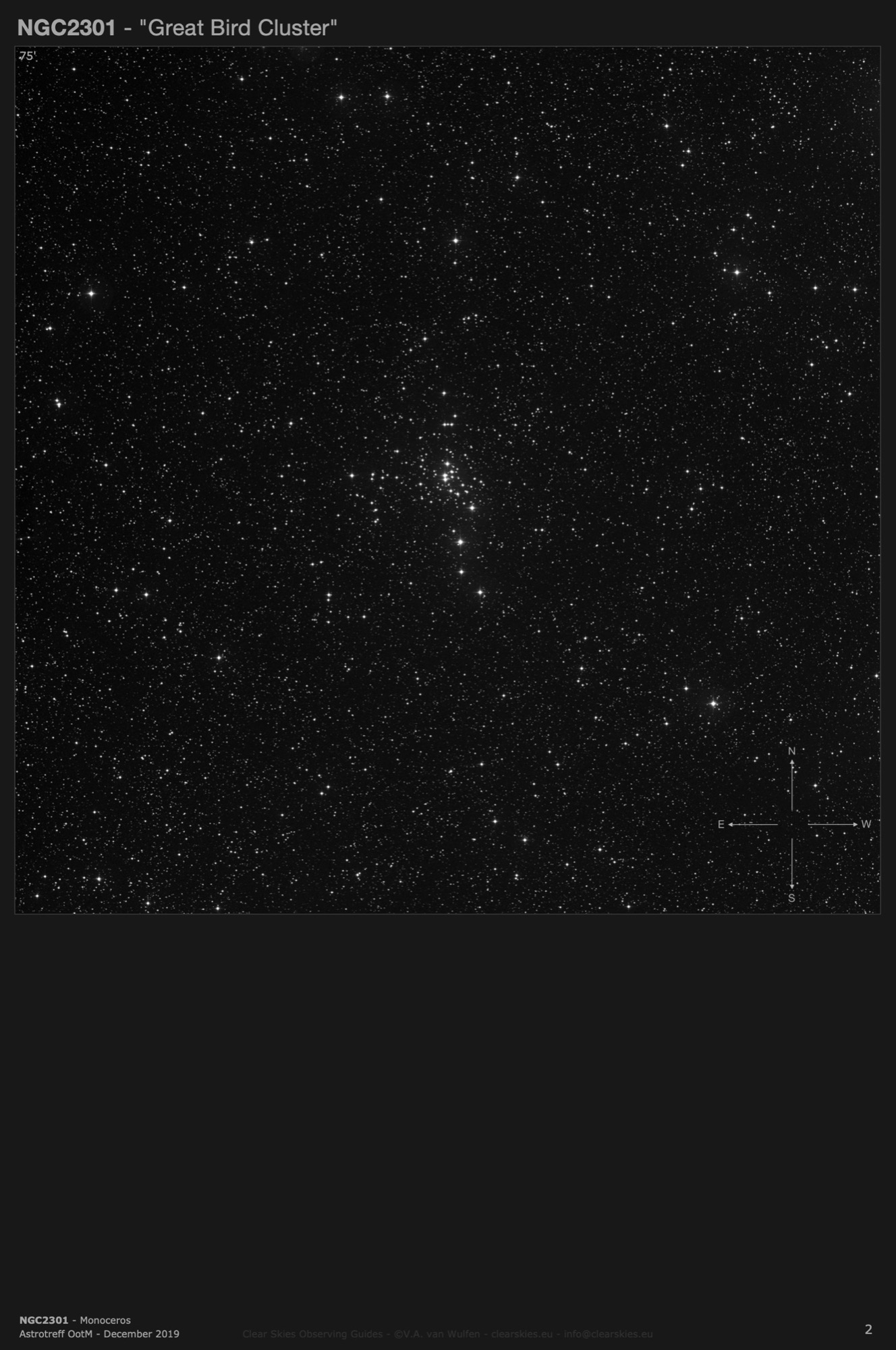 Open cluster NGC2301 - the "Great Bird Cluster" in Monoceros Open cluster NGC2301 - the "Great Bird Cluster" in Monoceros