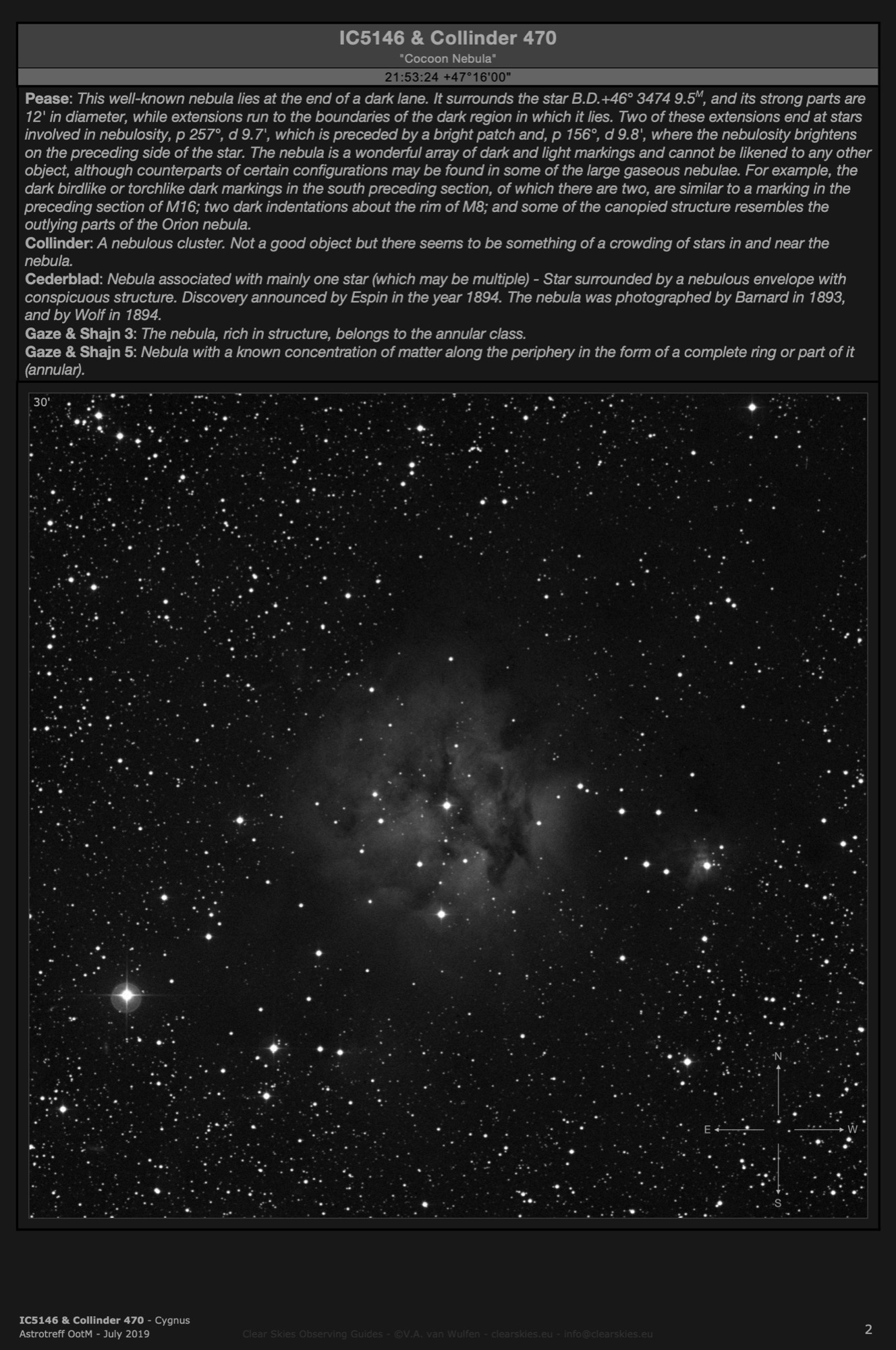 Emission nebula IC5146 - the "Cocoon Nebula" & open cluster Collinder 470 in Cygnus Emission nebula IC5146 - the "Cocoon Nebula" & open cluster Collinder 470 in Cygnus