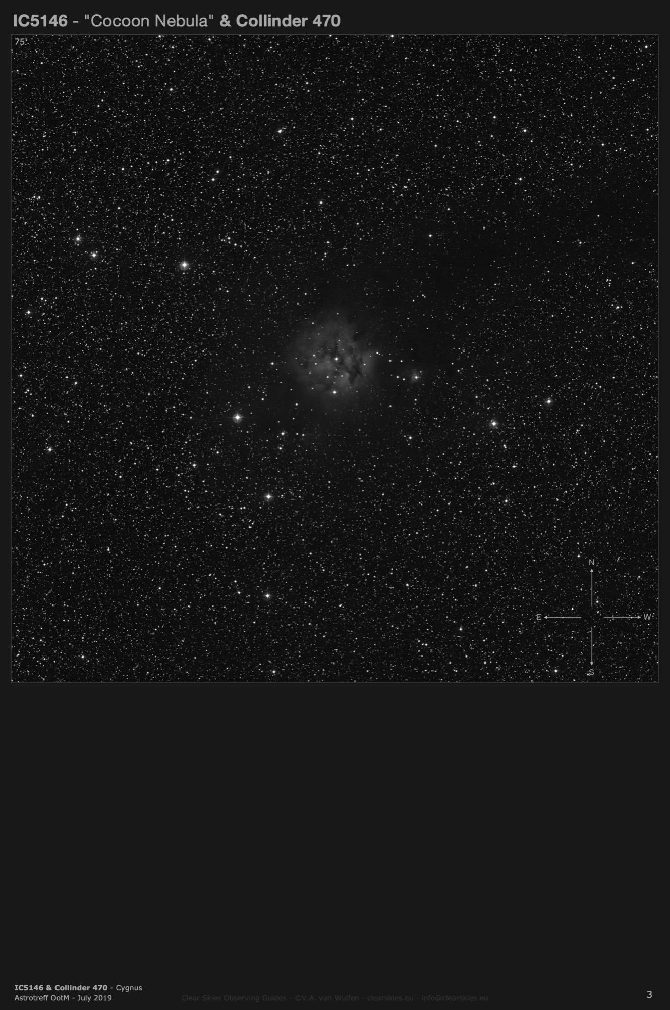 Emission nebula IC5146 - the "Cocoon Nebula" & open cluster Collinder 470 in Cygnus Emission nebula IC5146 - the "Cocoon Nebula" & open cluster Collinder 470 in Cygnus