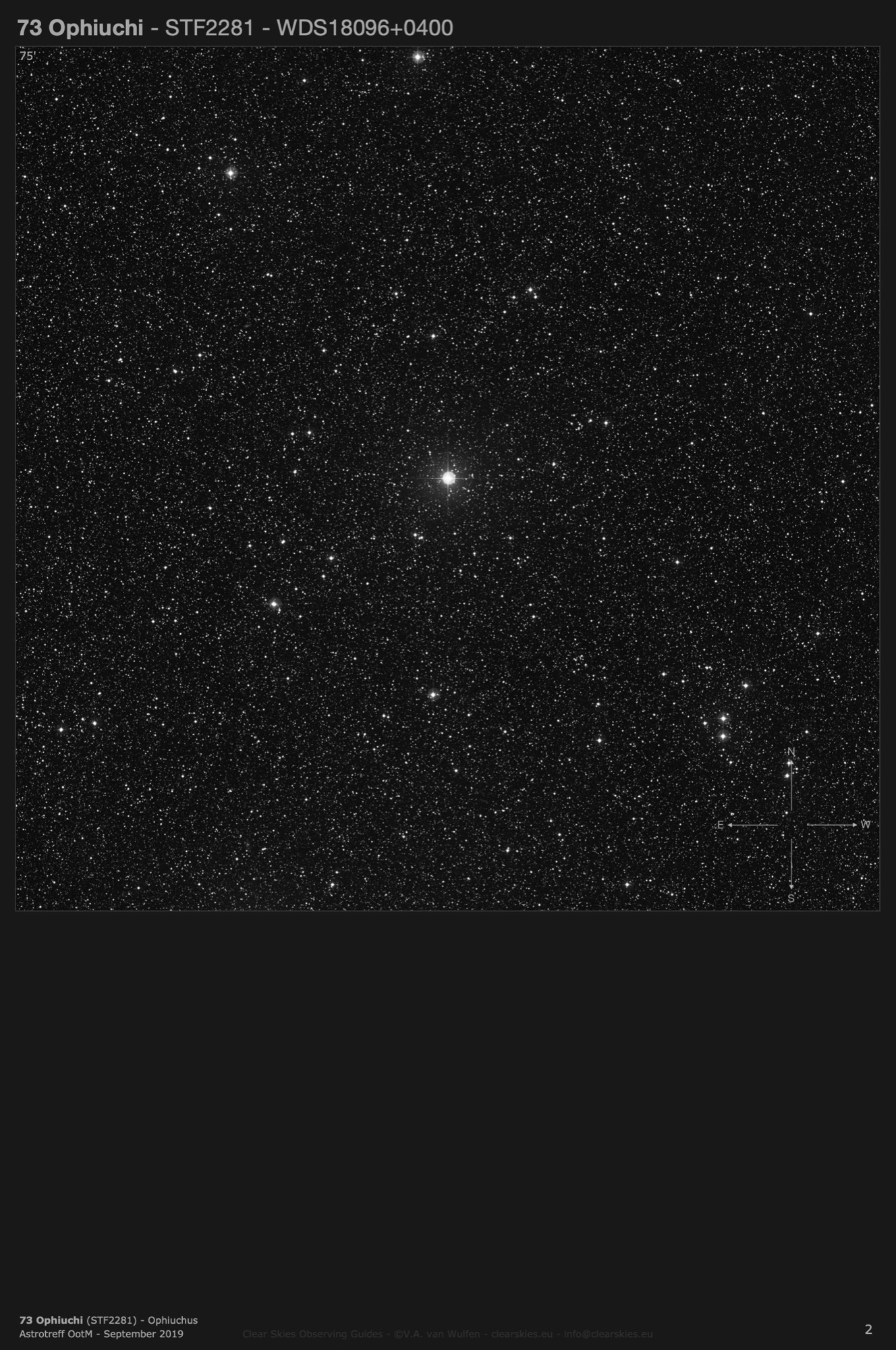 Double star 73 Ophiuchi (STF2281 - WDS18096+0400) in Ophiuchus Double star 73 Ophiuchi (STF2281 - WDS18096+0400) in Ophiuchus