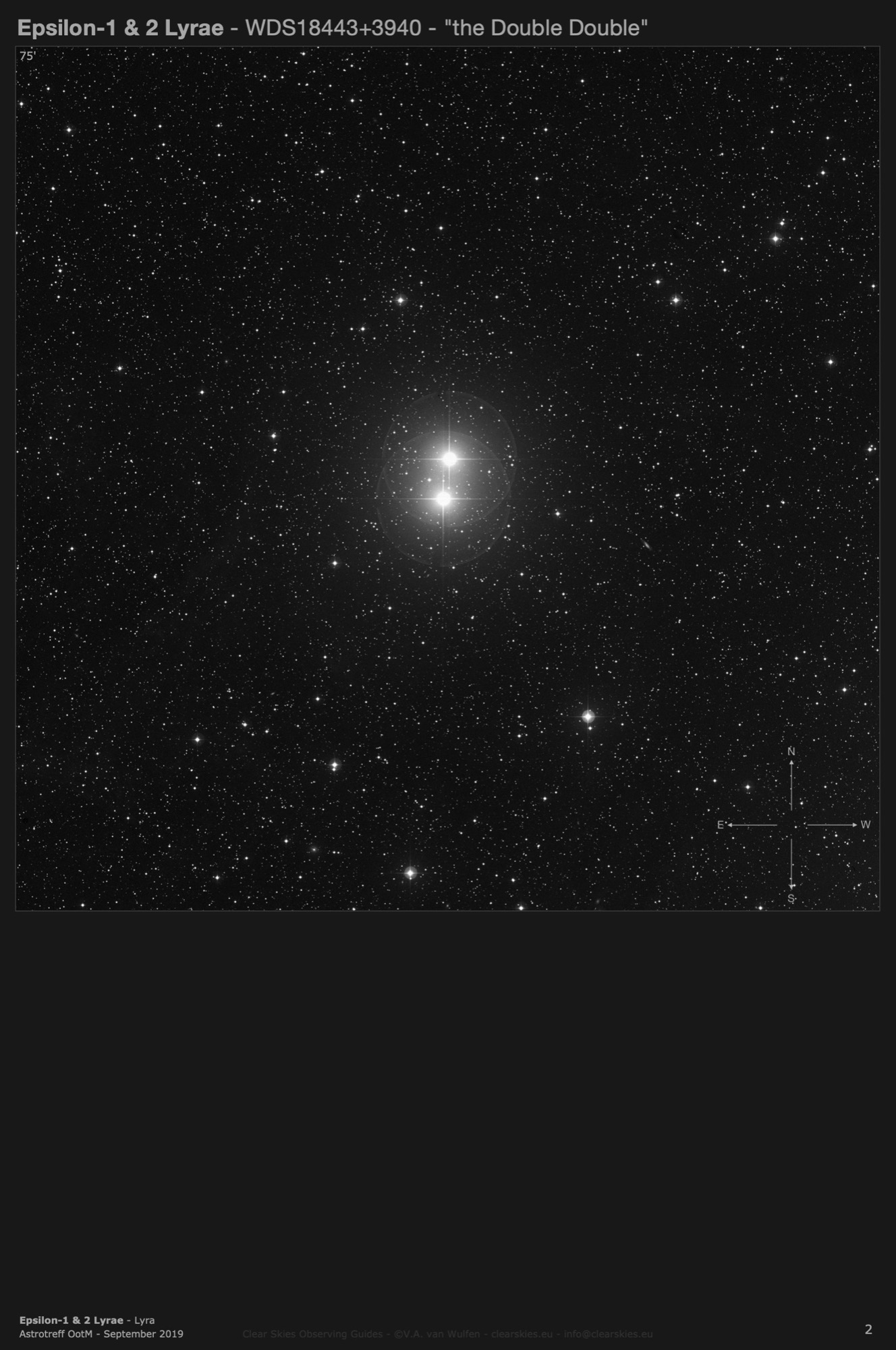 Double star Epsilon-1 & 2 Lyrae (WDS18443+3940) - the "Double double" in Lyra Double star Epsilon-1 & 2 Lyrae (WDS18443+3940) - the "Double double" in Lyra