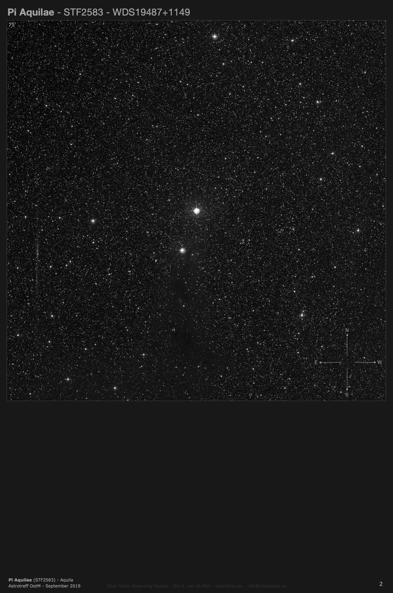 Double star Pi Aquilae (STF2583 - WDS19487+1149) in Aquila Double star Pi Aquilae (STF2583 - WDS19487+1149) in Aquila