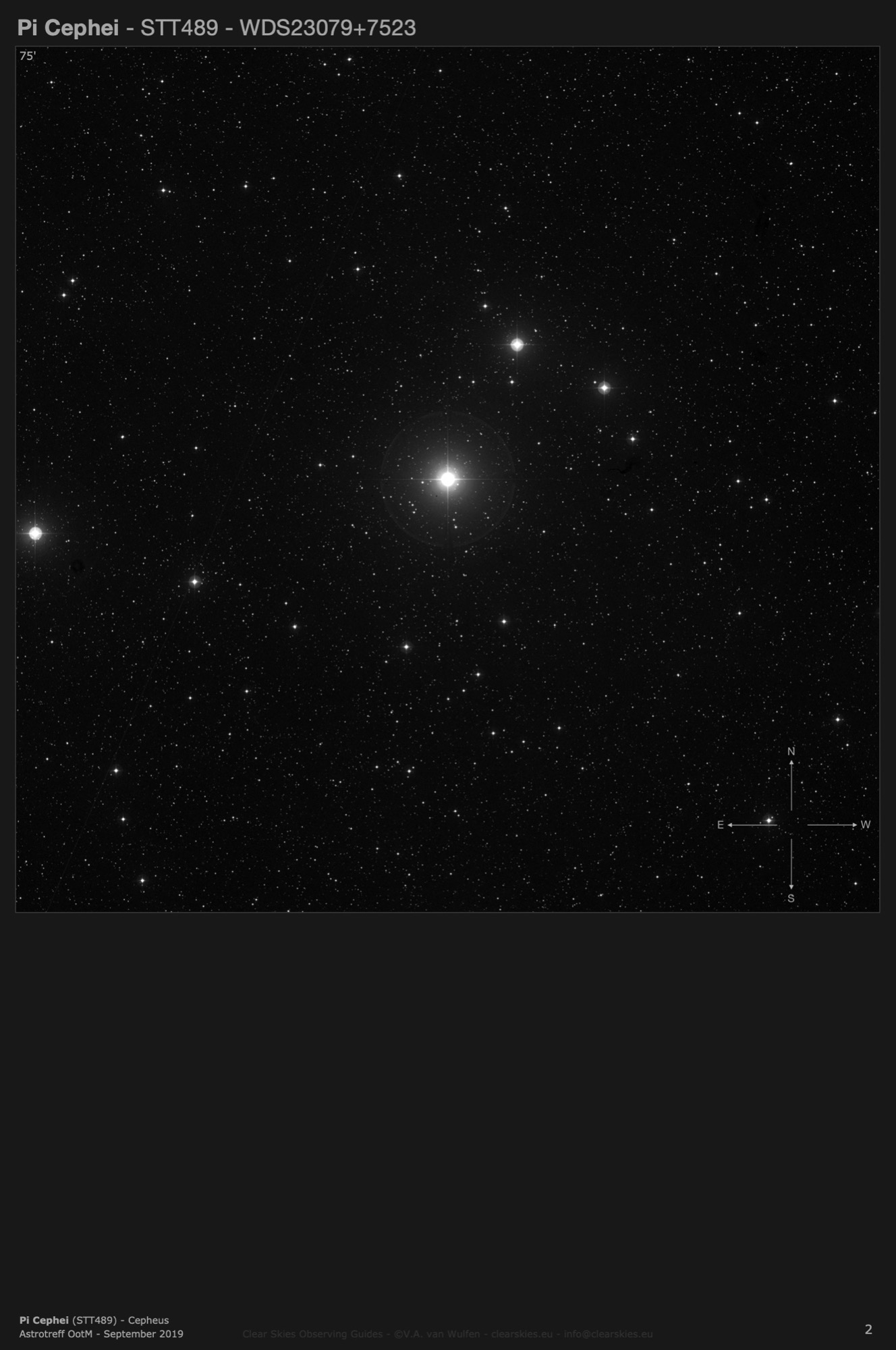 Double star Pi Cephei (STF489 - WDS23079+7523) in Cepheus Double star Pi Cephei (STF489 - WDS23079+7523) in Cepheus