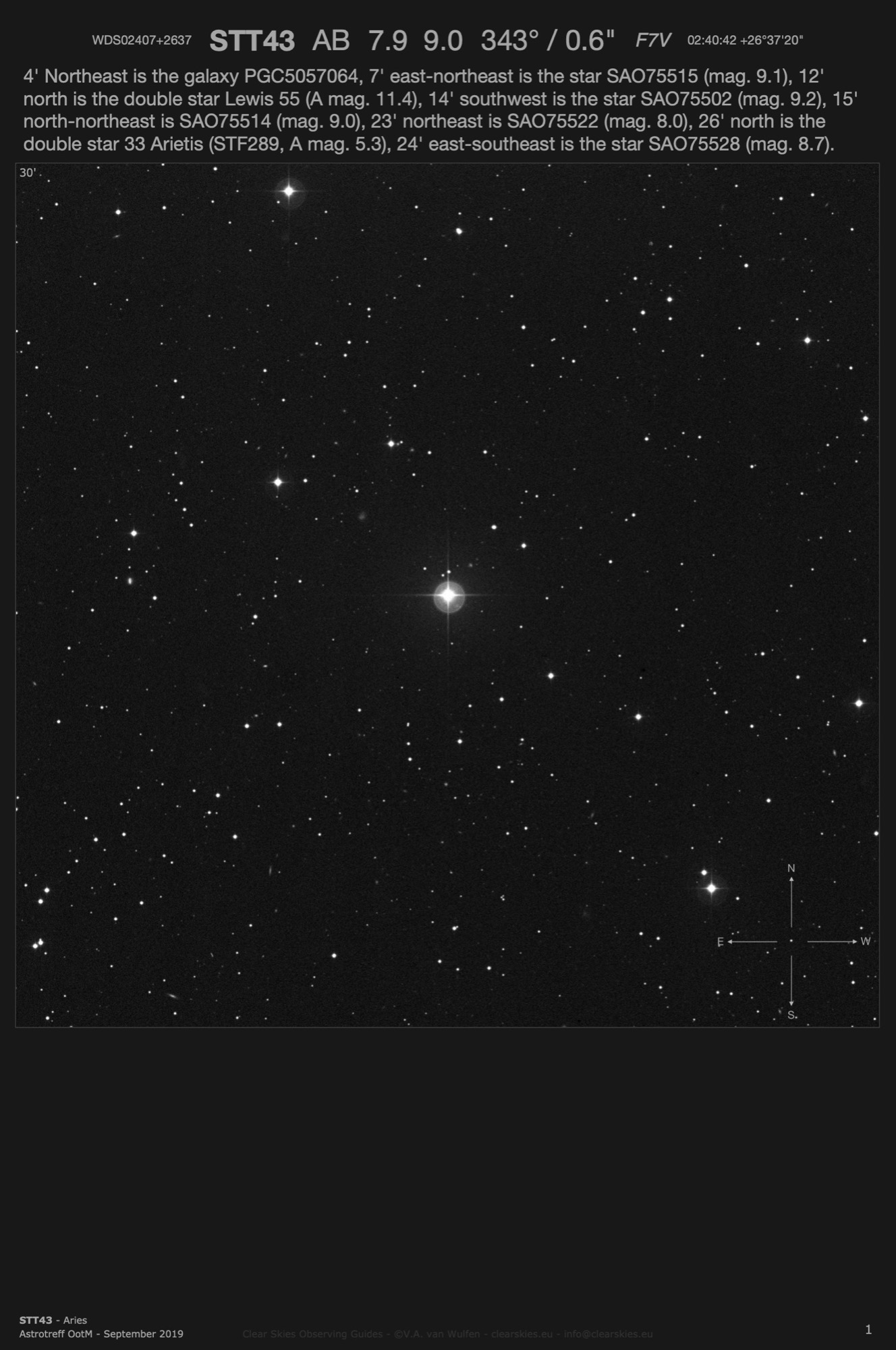 Double star STT43 (WDS02407+2637) in Aries Double star STT43 (WDS02407+2637) in Aries
