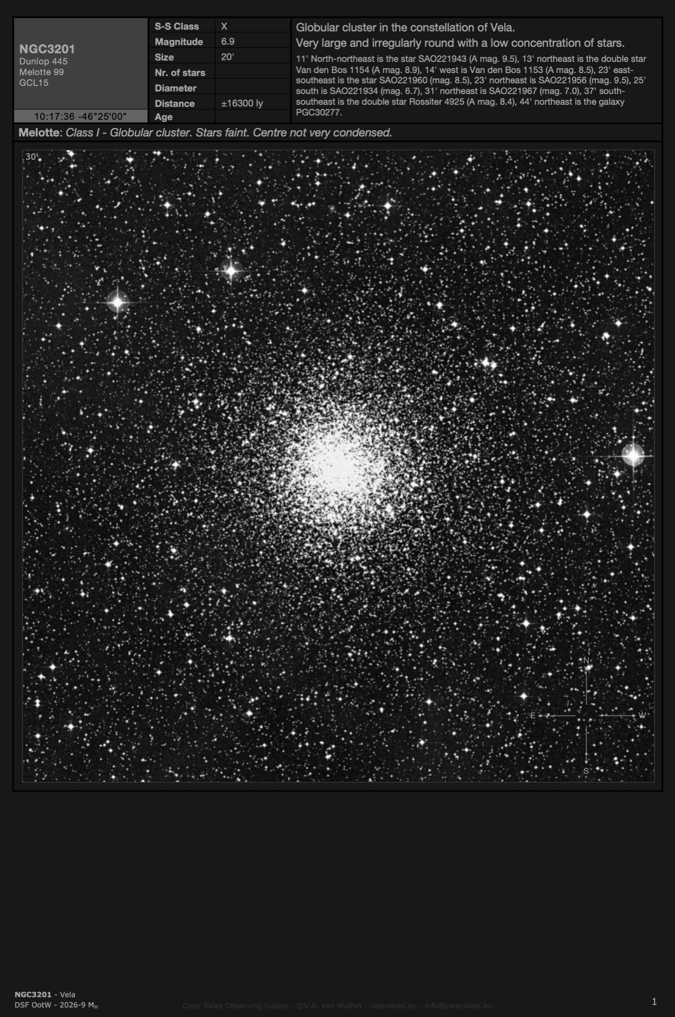 Globular cluster NGC3201 in Vela Globular cluster NGC3201 in Vela