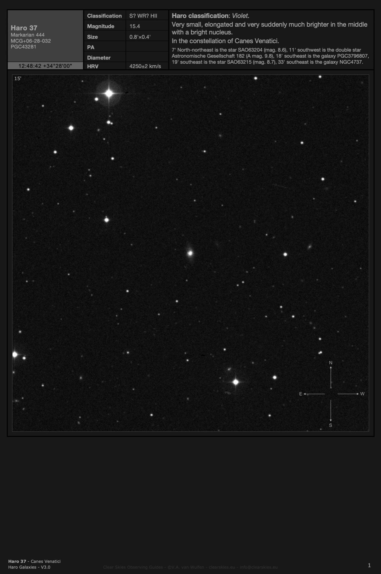 Galaxy Haro 37 (Markarian 444, MCG+06-28-032, PGC43281) in Canes Venatici Galaxy Haro 37 (Markarian 444, MCG+06-28-032, PGC43281) in Canes Venatici