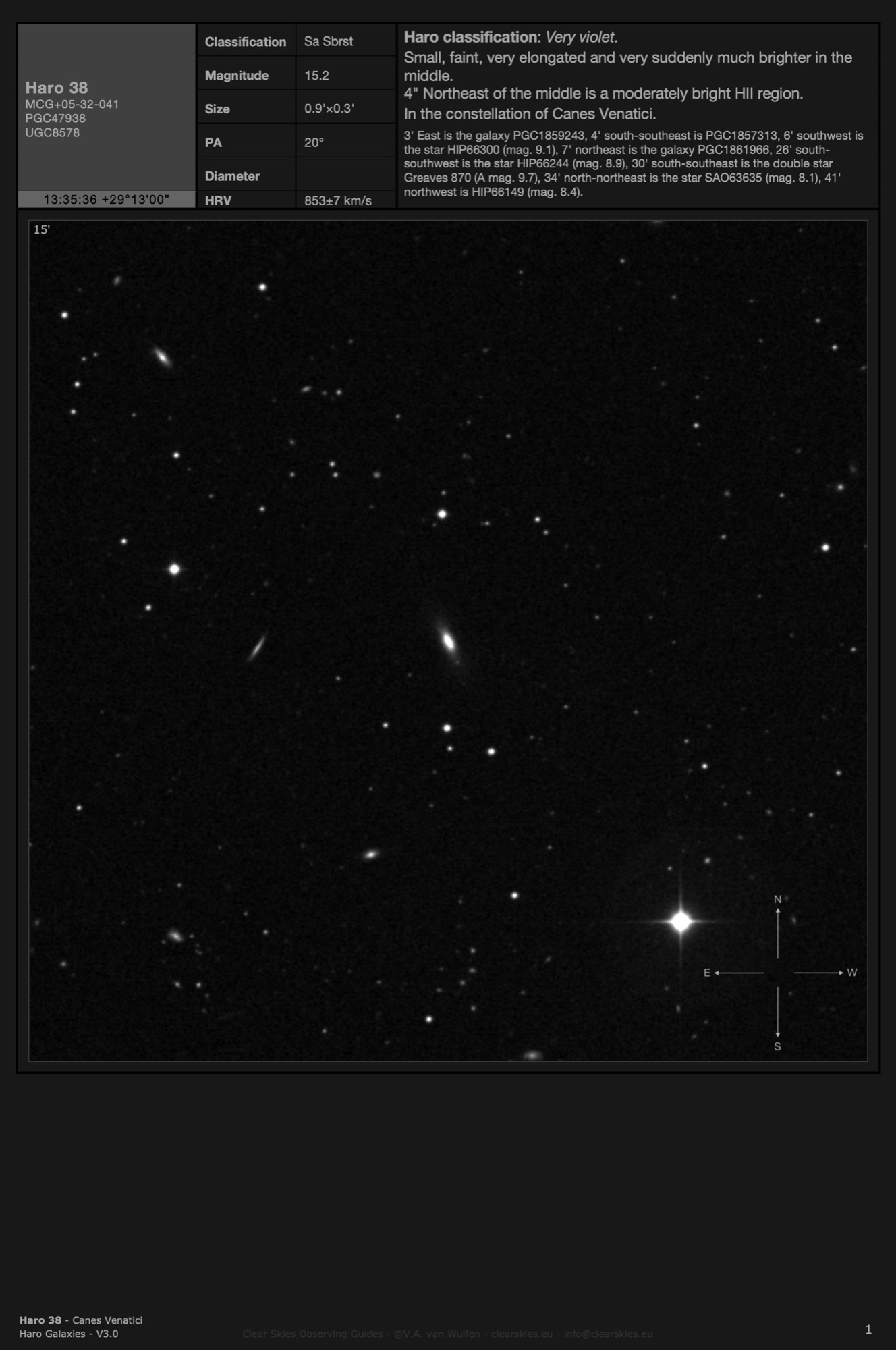 Galaxy Haro 38 (MCG+05-32-041, PGC47938) in Canes Venatici Galaxy Haro 38 (MCG+05-32-041, PGC47938) in Canes Venatici