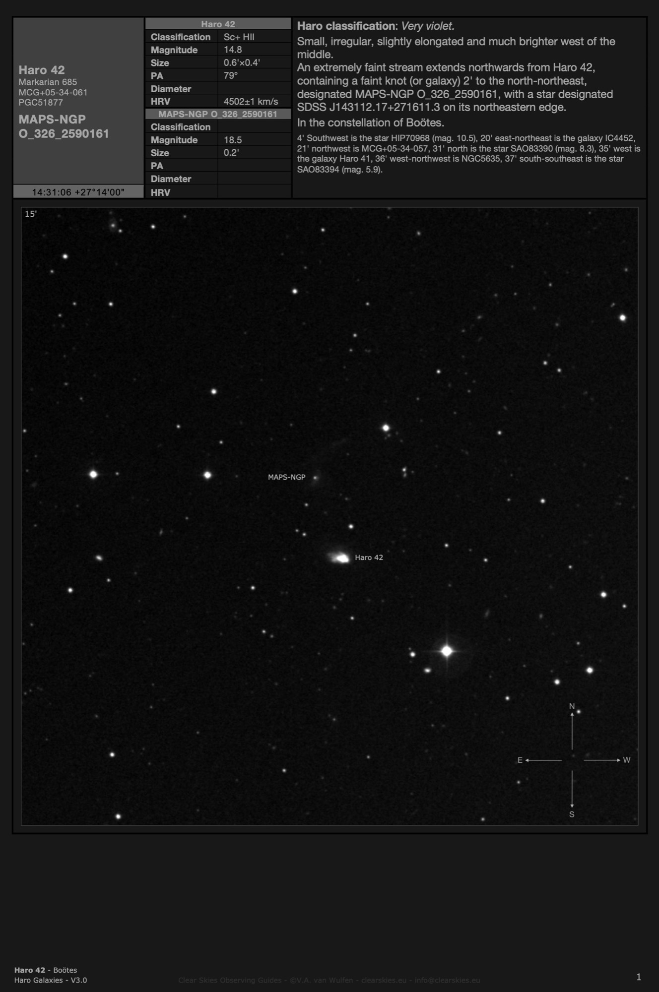 Galaxy Haro 42 (Markarian 685, MCG+05-34-061, PGC51877) in Boötes Galaxy Haro 42 (Markarian 685, MCG+05-34-061, PGC51877) in Boötes