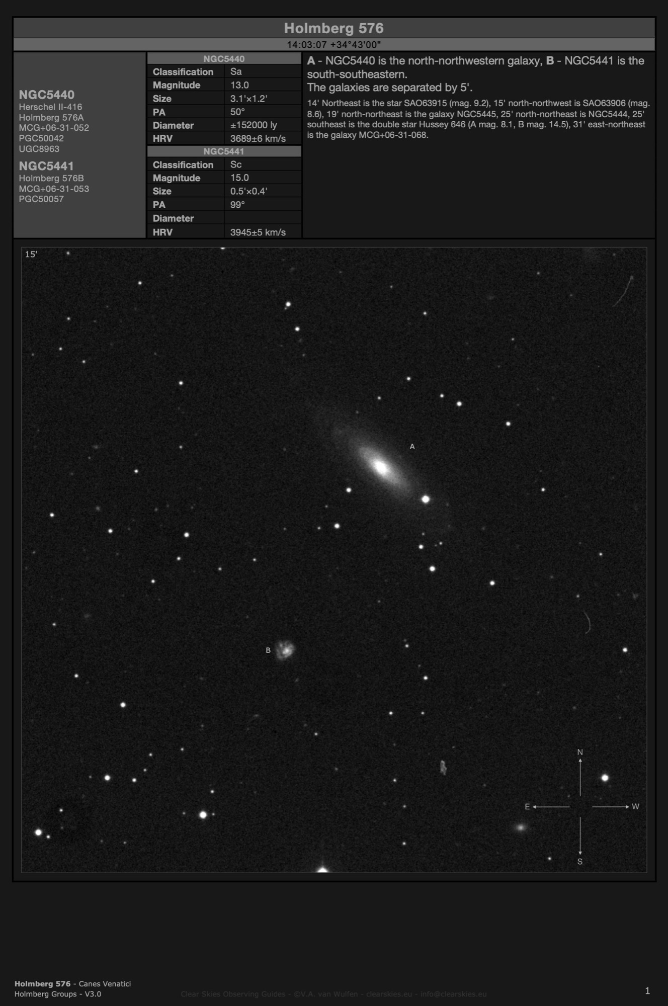 Galaxy pair Holmberg 576 (NGC5440 & NGC5441) in Canes Venatici Galaxy pair Holmberg 576 (NGC5440 & NGC5441) in Canes Venatici