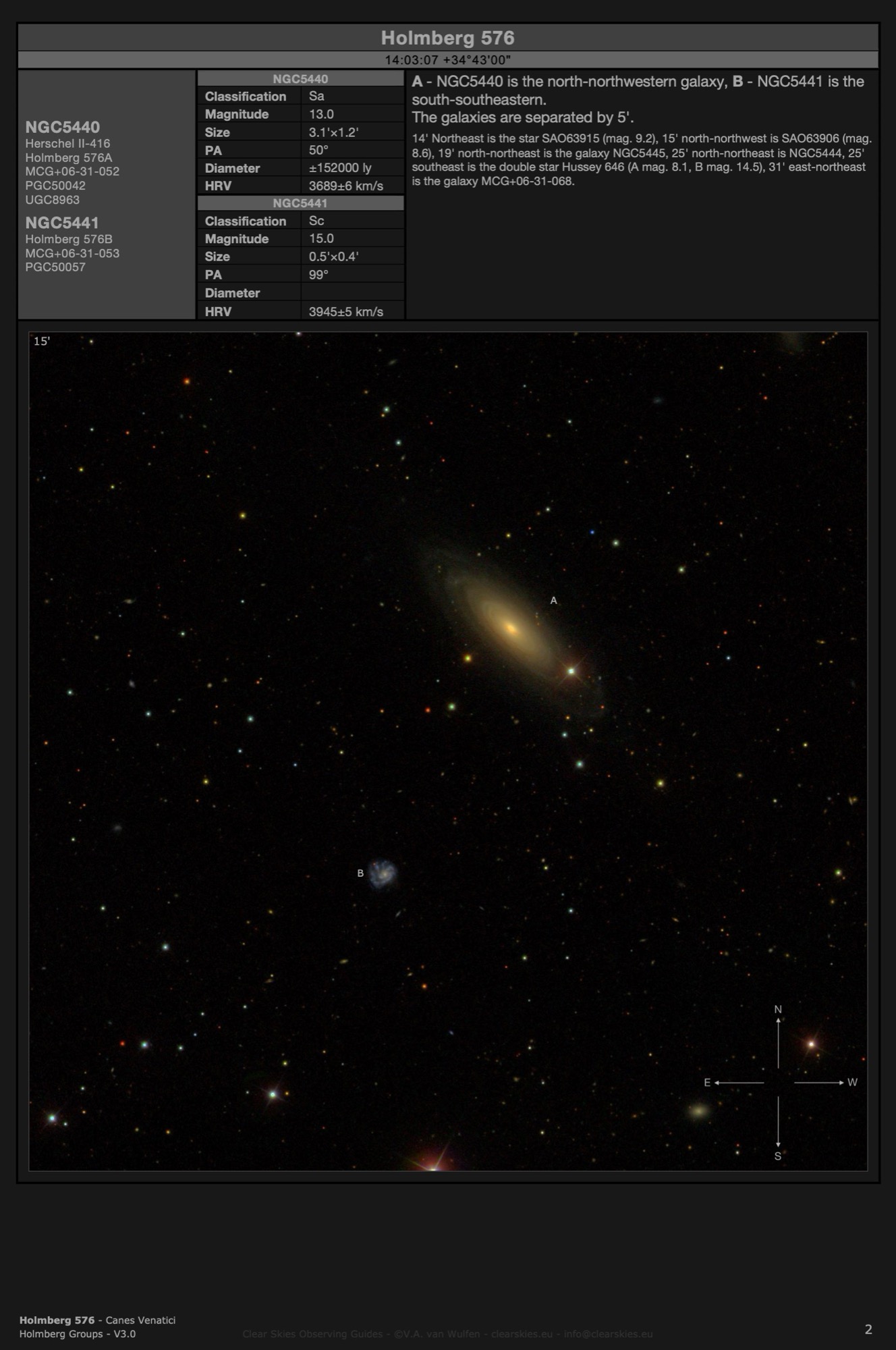 Galaxy pair Holmberg 576 (NGC5440 & NGC5441) in Canes Venatici Galaxy pair Holmberg 576 (NGC5440 & NGC5441) in Canes Venatici