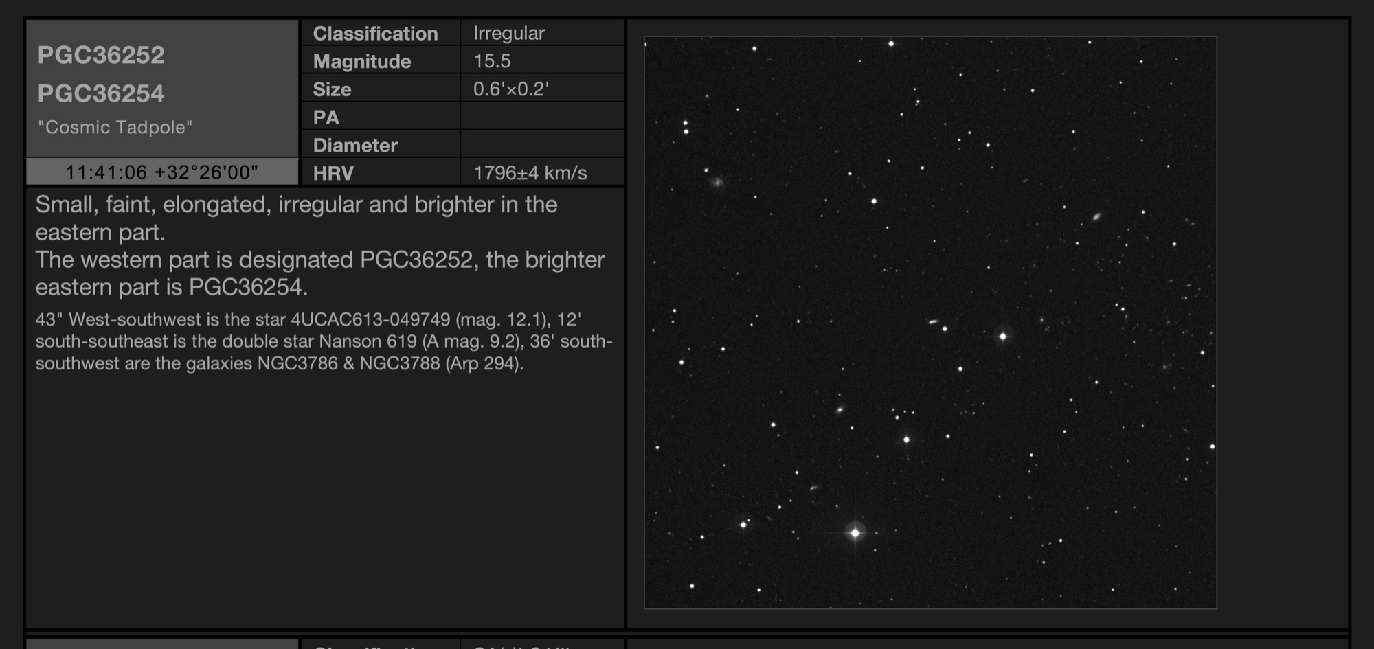 Galaxy pair PGC36252 & PGC36254 - "Cosmic Tadpole" in Ursa Major Galaxy pair PGC36252 & PGC36254 - "Cosmic Tadpole" in Ursa Major