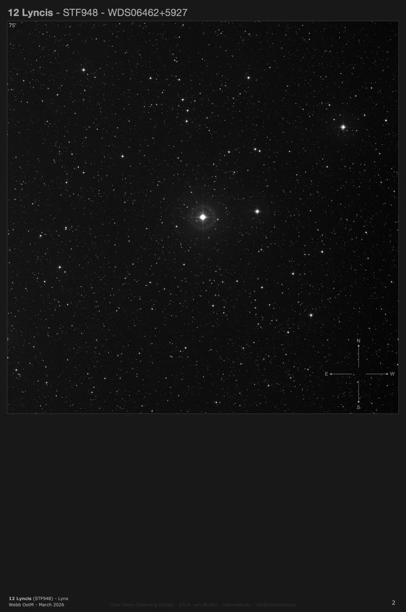 12 Lyncis (STF948 - WDS06462+5927) in Lynx 12 Lyncis (STF948 - WDS06462+5927) in Lynx
