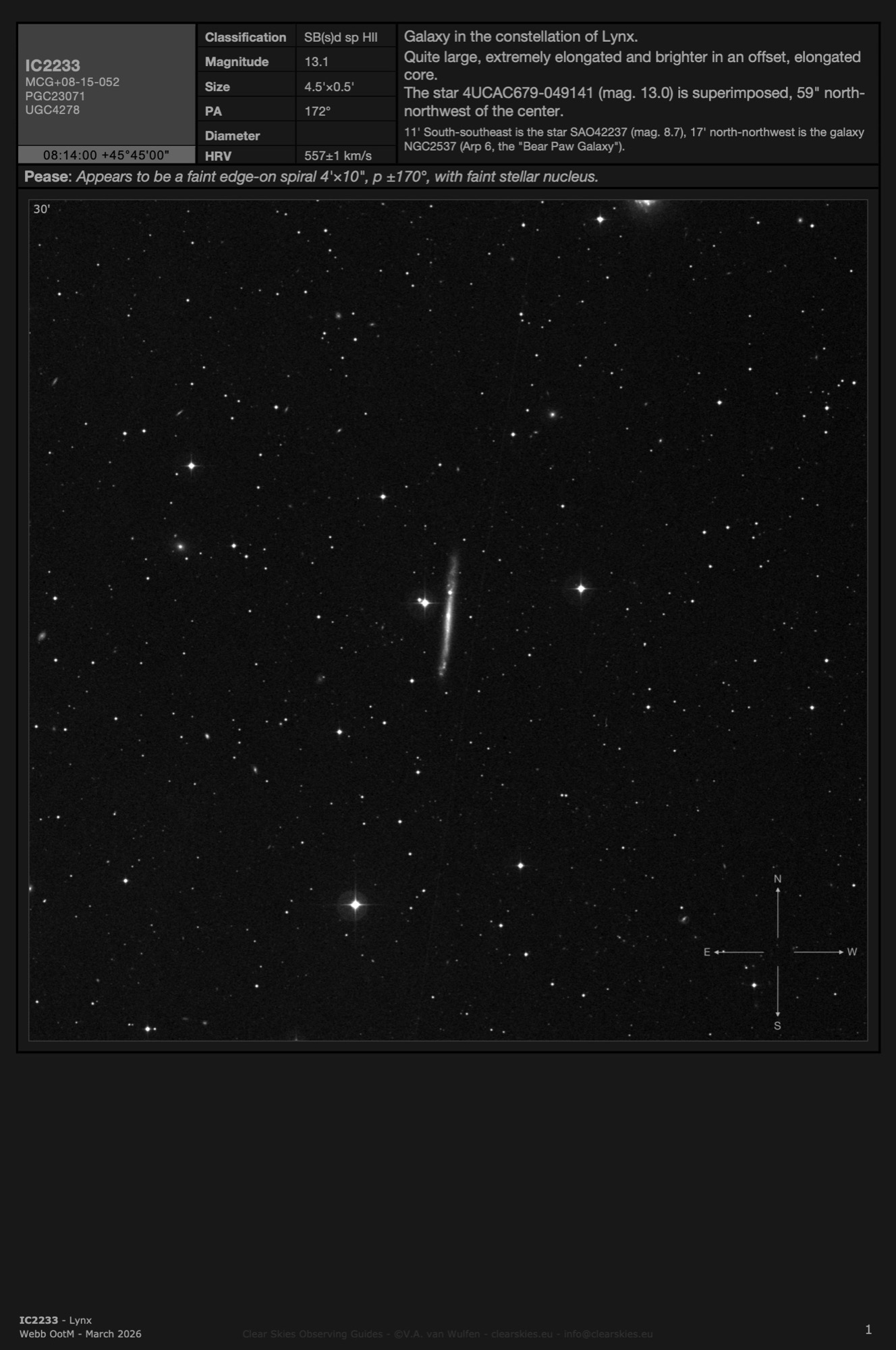 Galaxy IC2233 in Lynx Galaxy IC2233 in Lynx