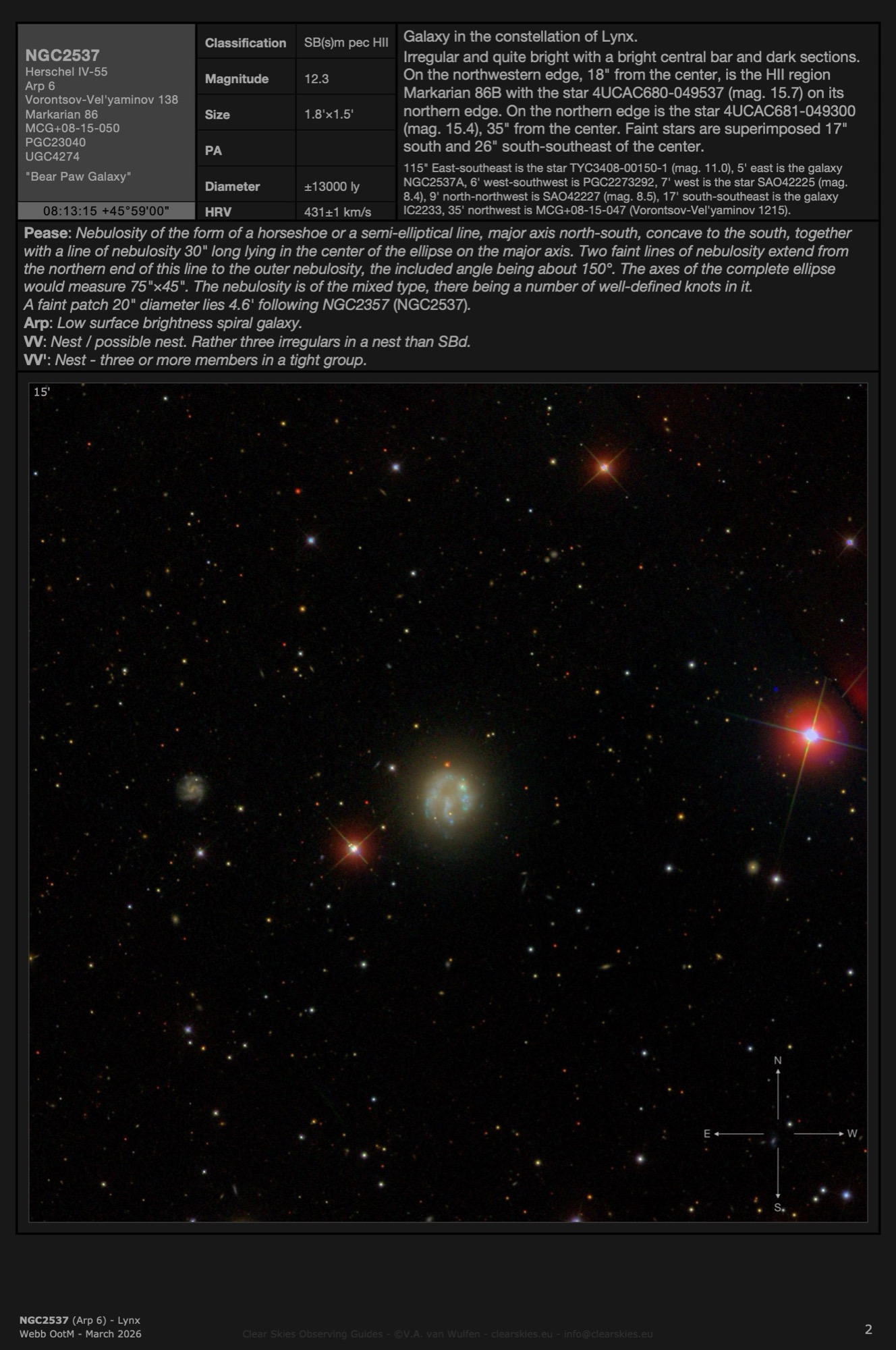 Galaxy NGC2537 (Arp 6) - the "Bear Paw Galaxy" in Lynx Galaxy NGC2537 (Arp 6) - the "Bear Paw Galaxy" in Lynx