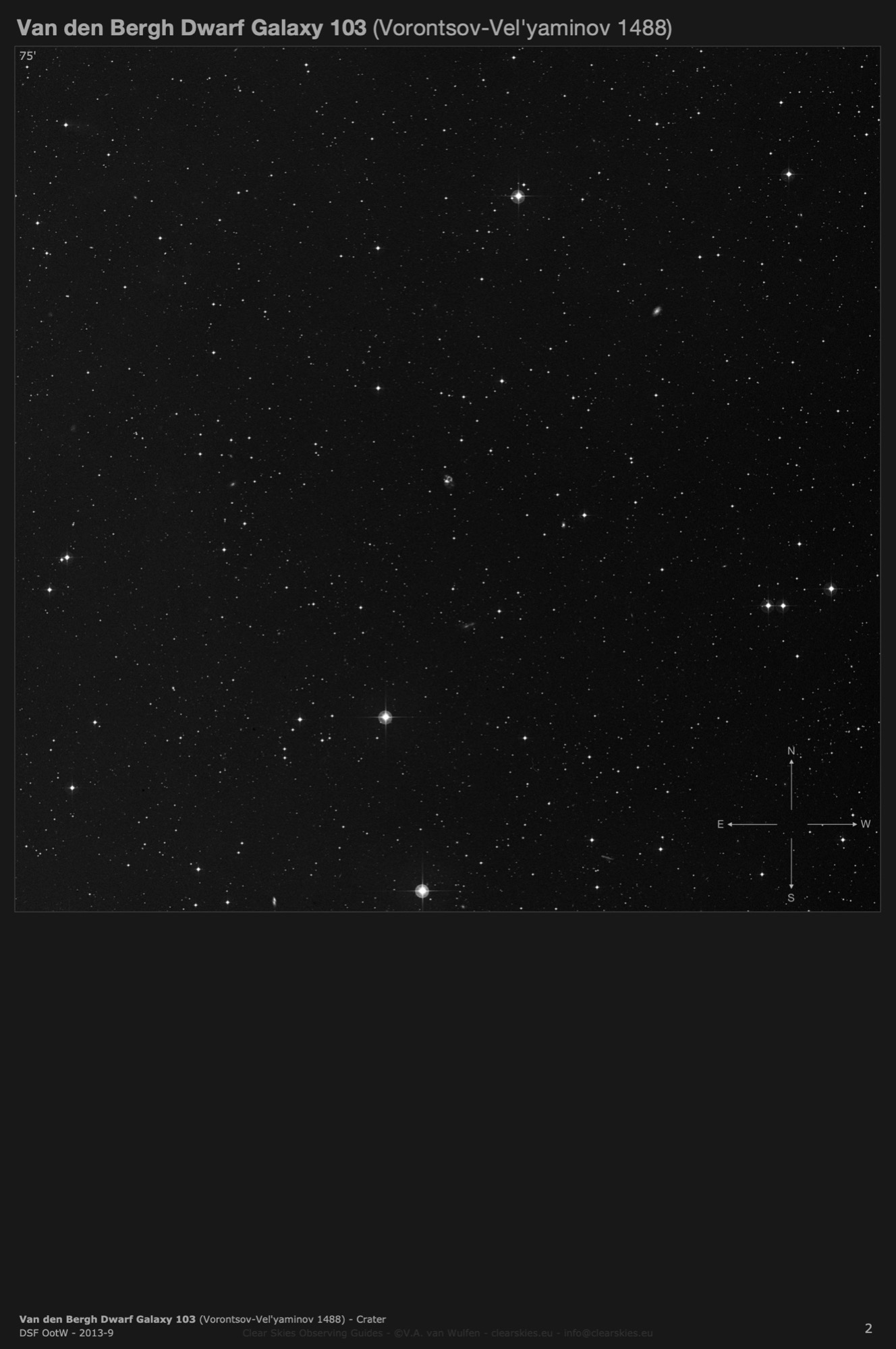 Galaxy Van den Bergh Dwarf Galaxy 103 (PGC37680, Vorontsov-Vel'yaminov 1488) in Corvus Galaxy Van den Bergh Dwarf Galaxy 103 (PGC37680, Vorontsov-Vel'yaminov 1488) in Corvus
