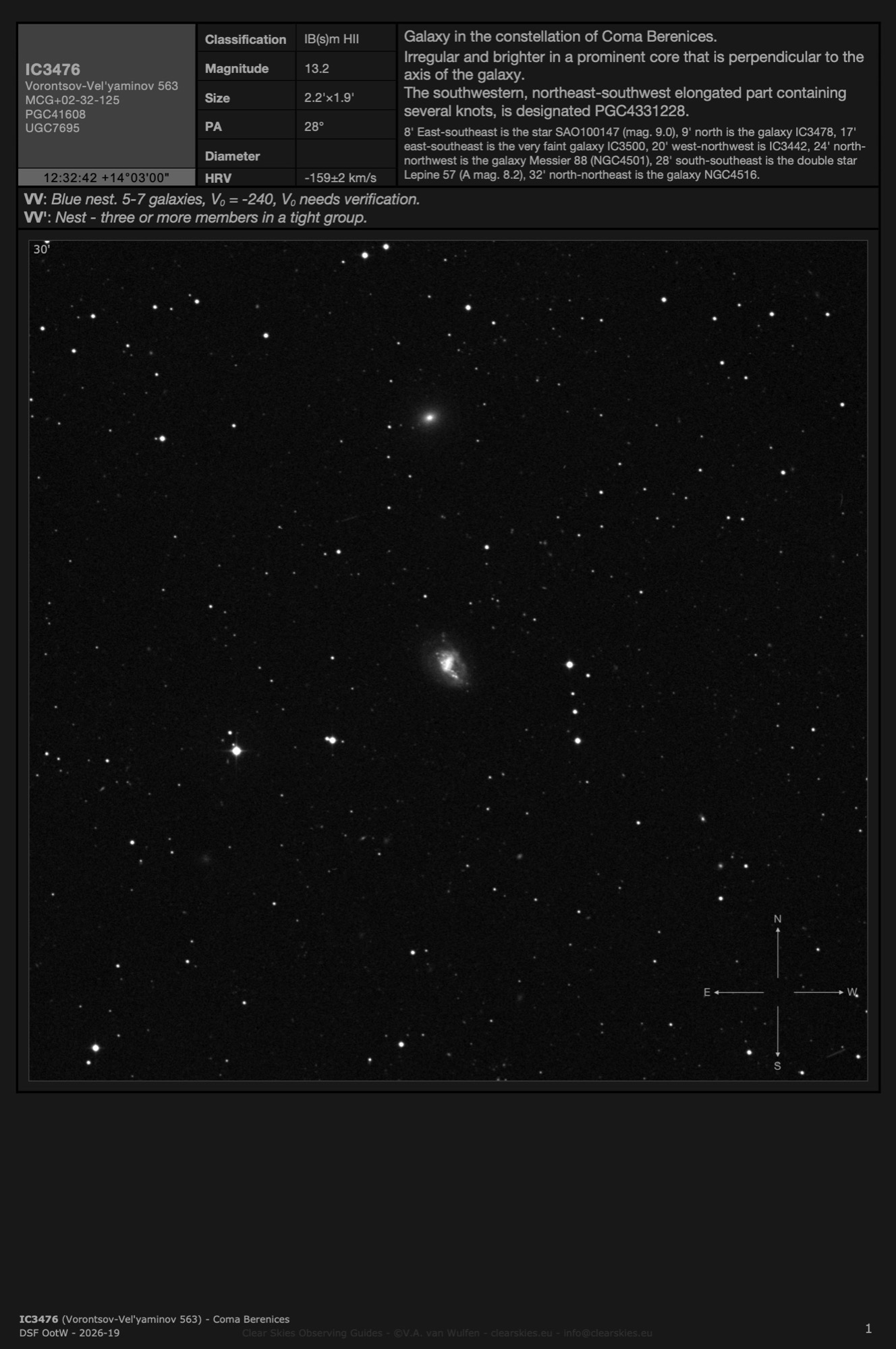 Galaxy IC3476 (Vorontsov-Vel'yaminov 563) in Coma Berenices Galaxy IC3476 (Vorontsov-Vel'yaminov 563) in Coma Berenices