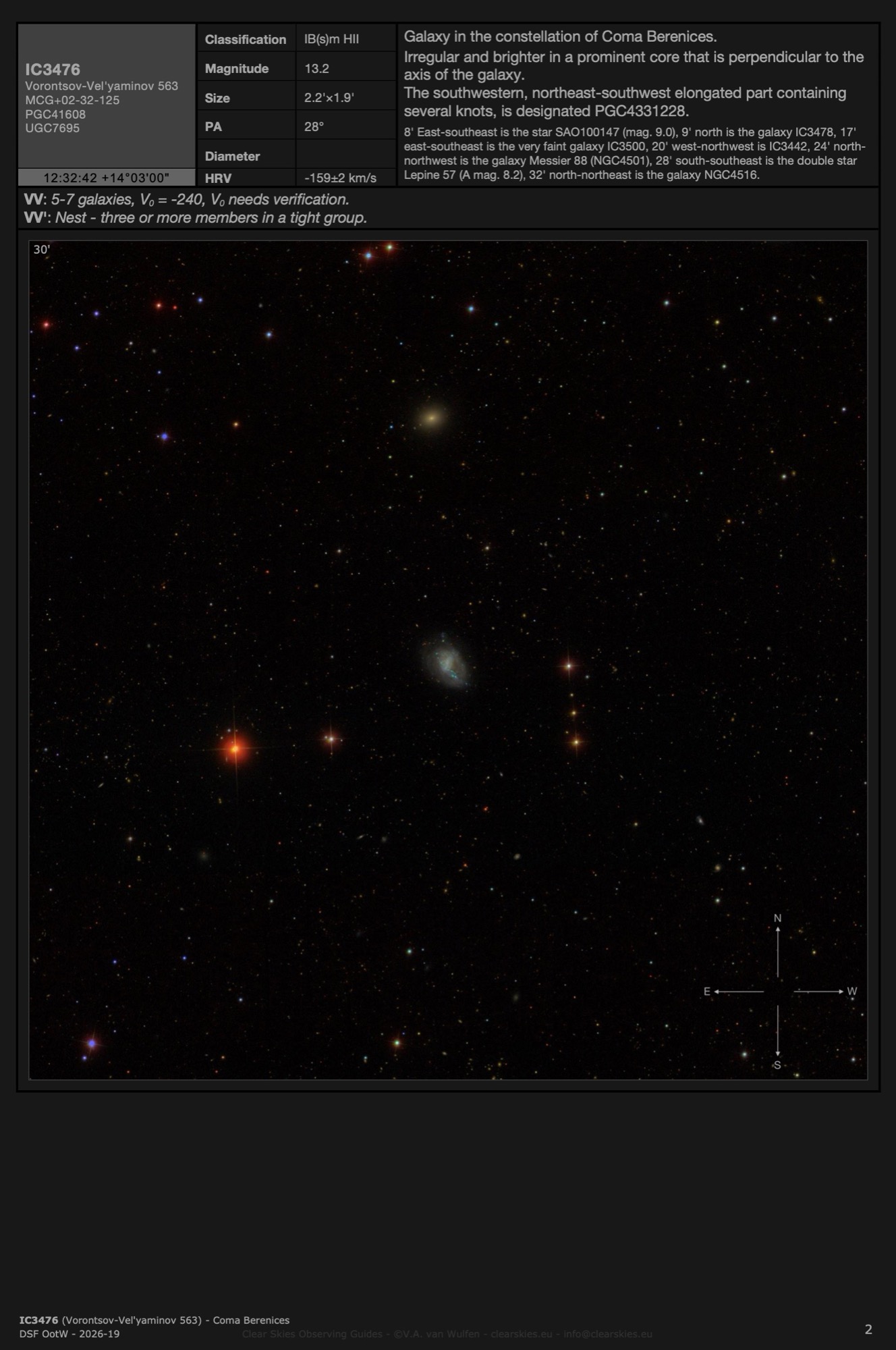 Galaxy IC3476 (Vorontsov-Vel'yaminov 563) in Coma Berenices Galaxy IC3476 (Vorontsov-Vel'yaminov 563) in Coma Berenices