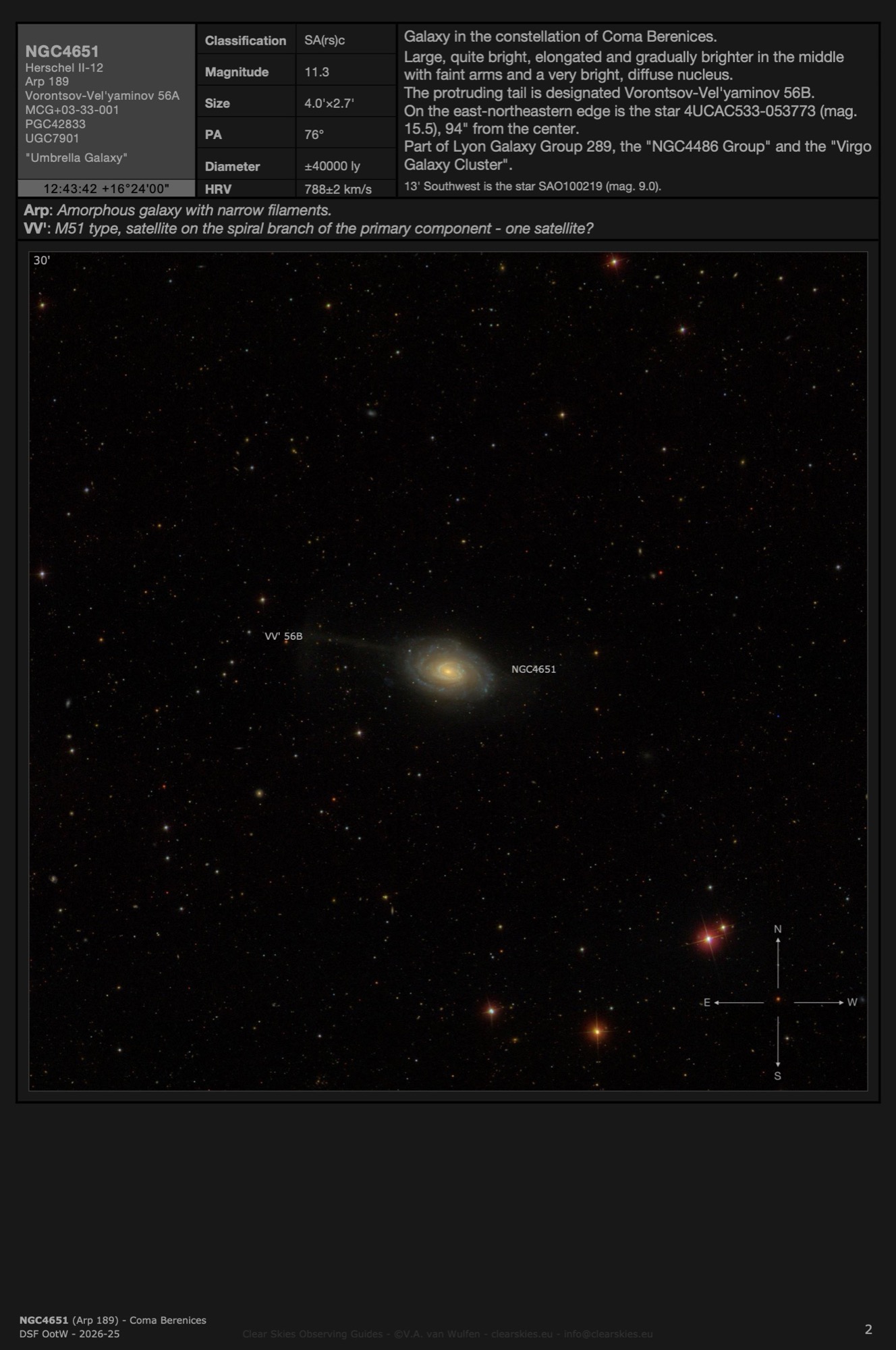 Galaxy NGC4651 (Arp 189) - the "Umbrella Galaxy" in Coma Berenices Galaxy NGC4651 (Arp 189) - the "Umbrella Galaxy" in Coma Berenices