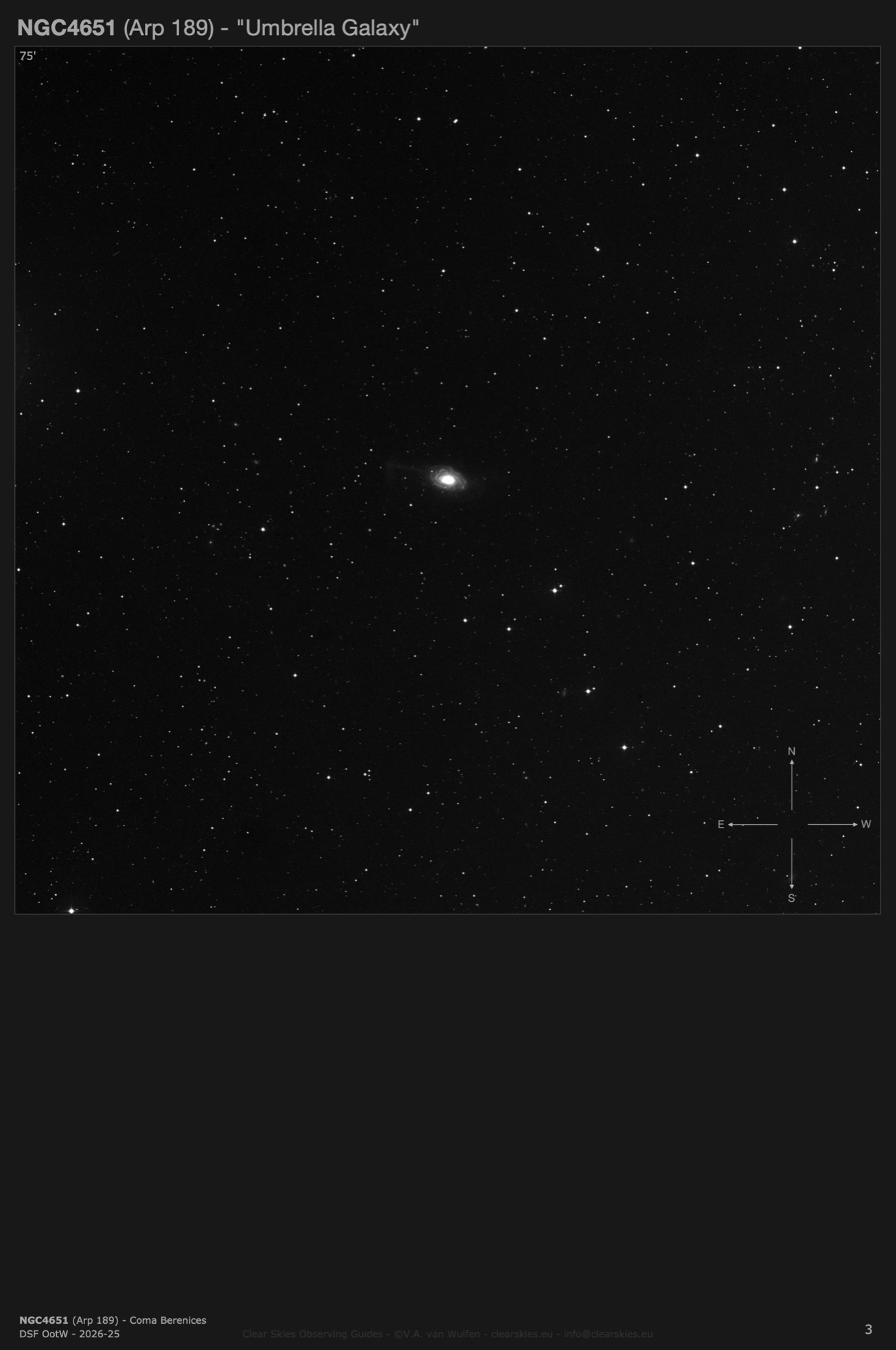Galaxy NGC4651 (Arp 189) - the "Umbrella Galaxy" in Coma Berenices Galaxy NGC4651 (Arp 189) - the "Umbrella Galaxy" in Coma Berenices