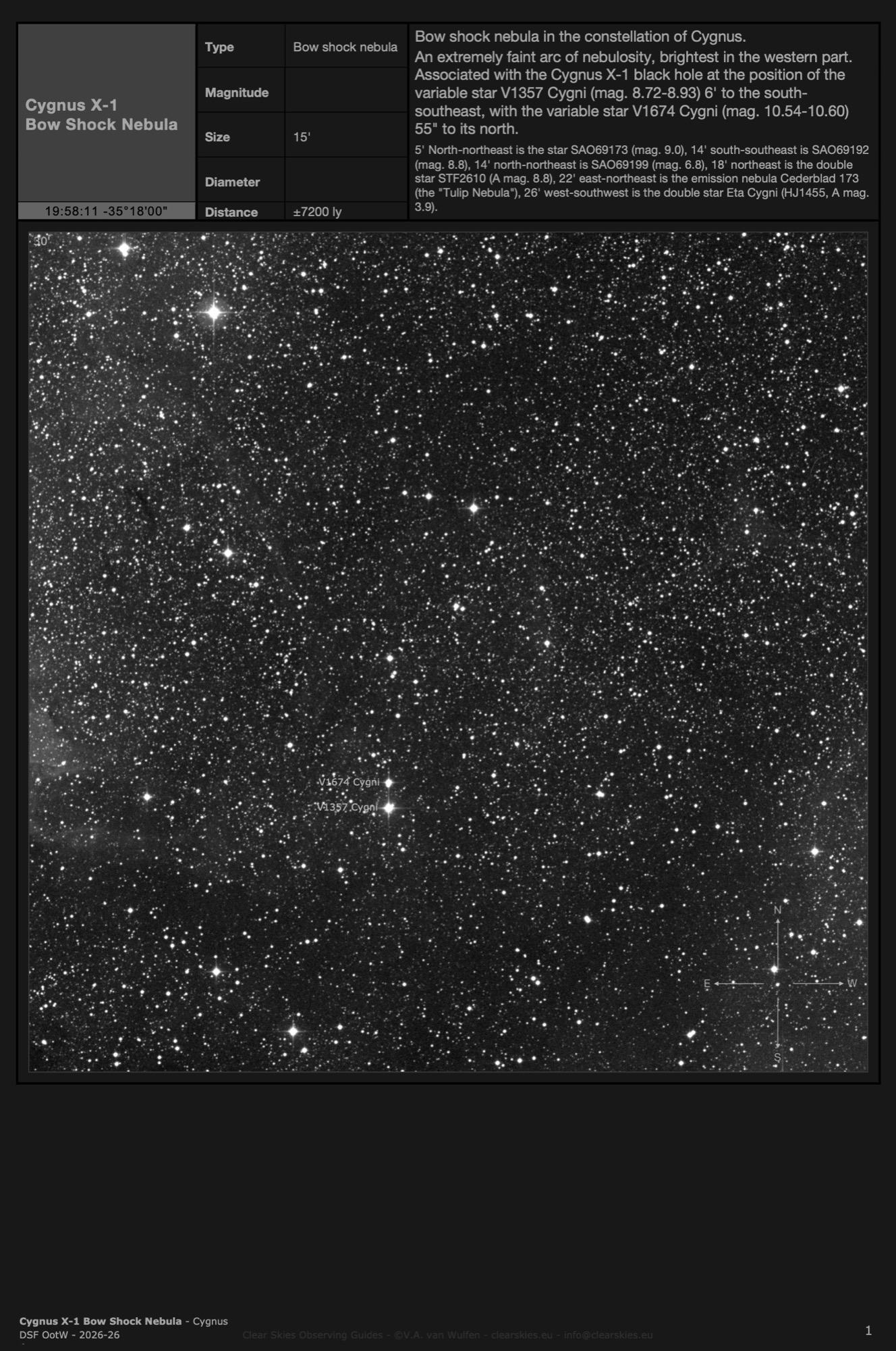The Cygnus X-1 Bow Shock Nebula in Cygnus The Cygnus X-1 Bow Shock Nebula in Cygnus