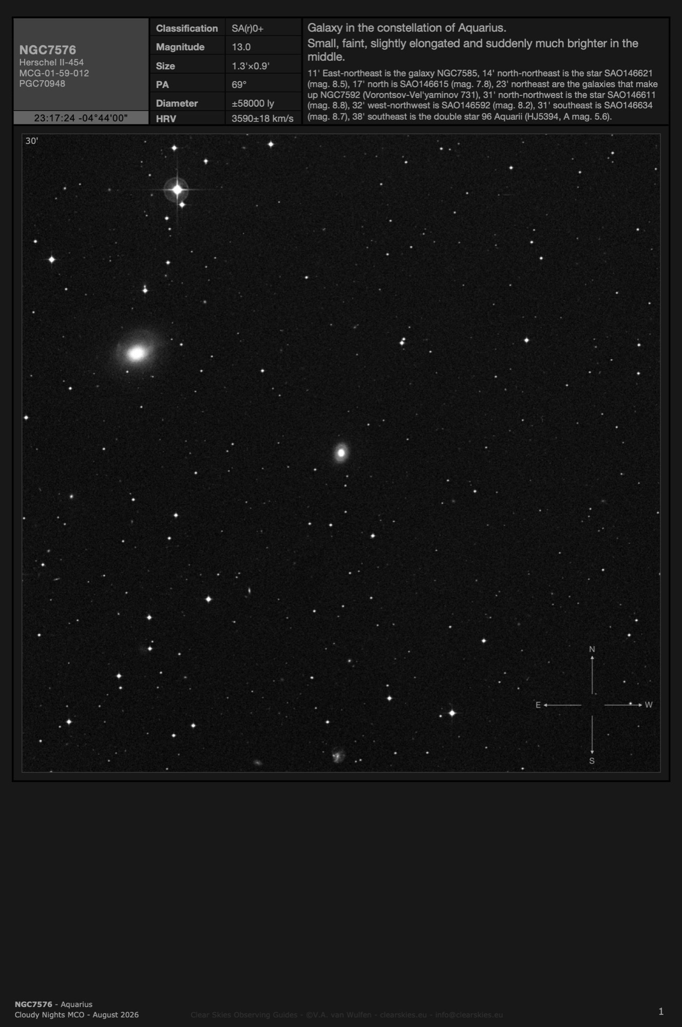 Galaxy NGC7576 in Aquarius Galaxy NGC7576 in Aquarius