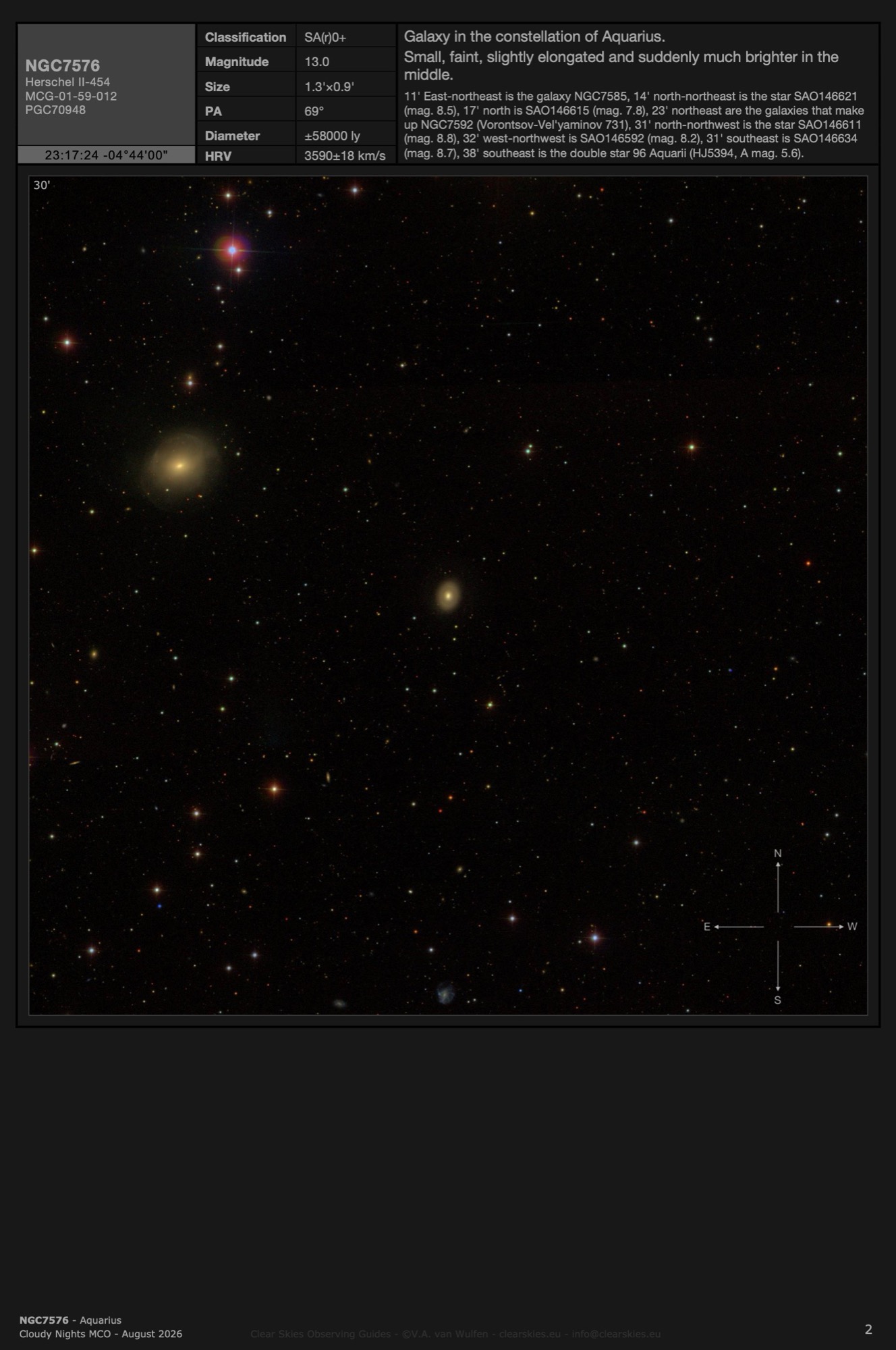 Galaxy NGC7576 in Aquarius Galaxy NGC7576 in Aquarius