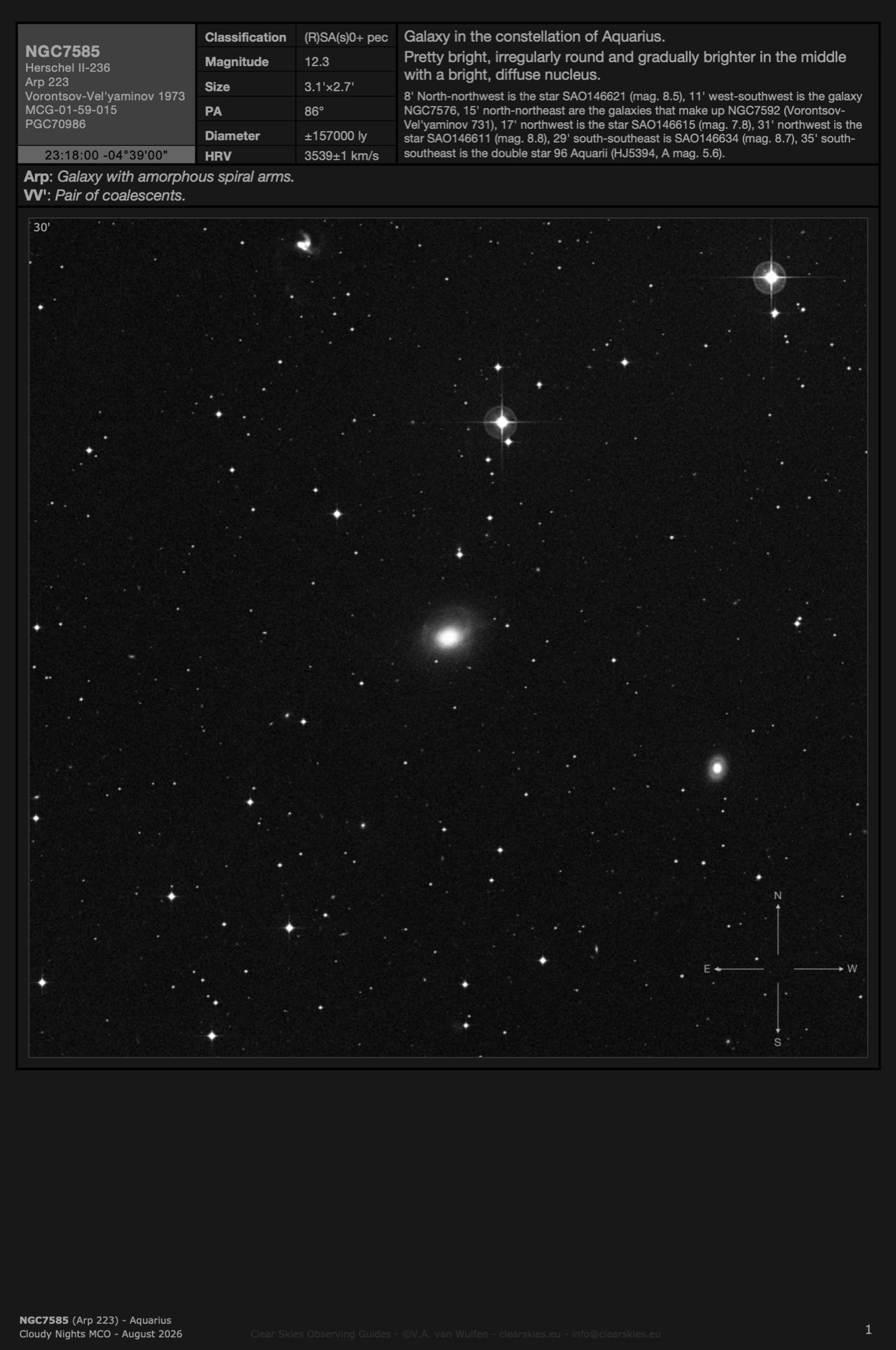 Galaxy NGC7585 (Arp 223) in Aquarius Galaxy NGC7585 (Arp 223) in Aquarius