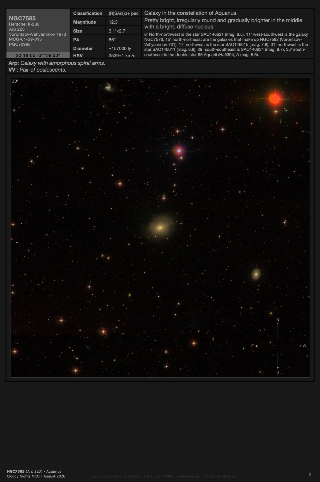 Galaxy NGC7585 (Arp 223) in Aquarius Galaxy NGC7585 (Arp 223) in Aquarius