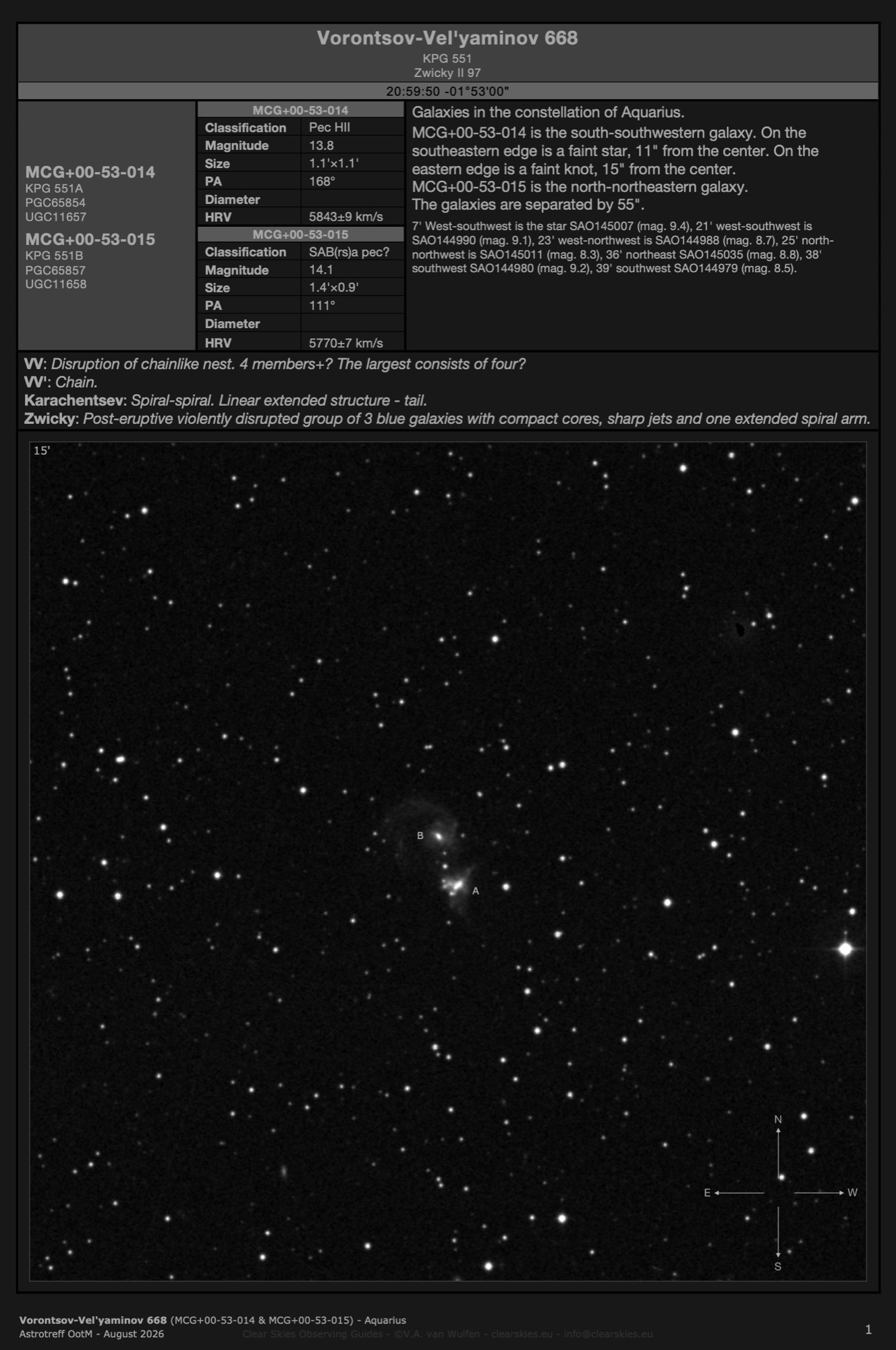 Galaxy pair Vorontsov-Vel'yaminov 668 (MCG+00-53-014 & MCG+00-53-015) in Aquarius