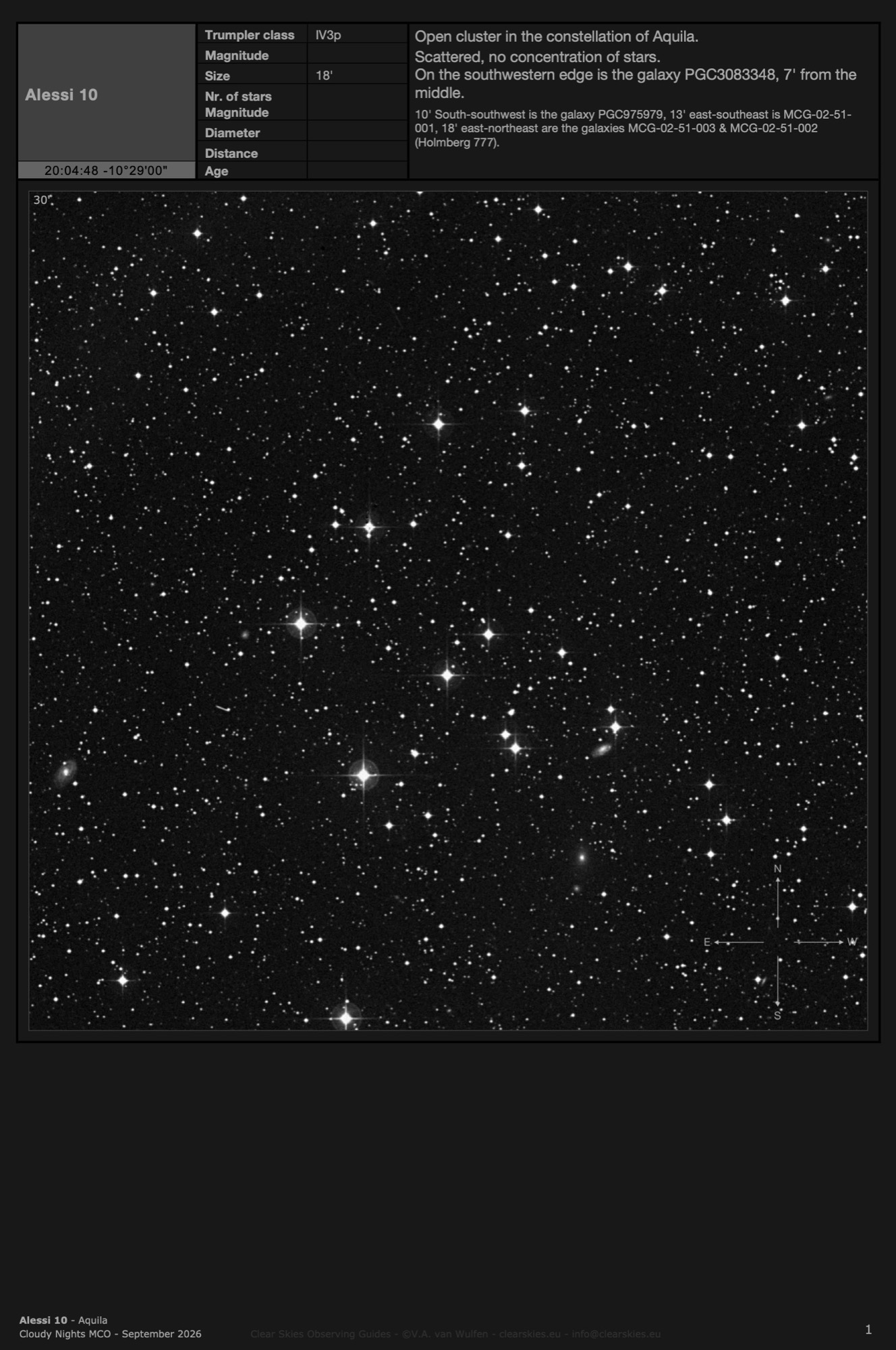 Open cluster Alessi 10 in Aquila Open cluster Alessi 10 in Aquila