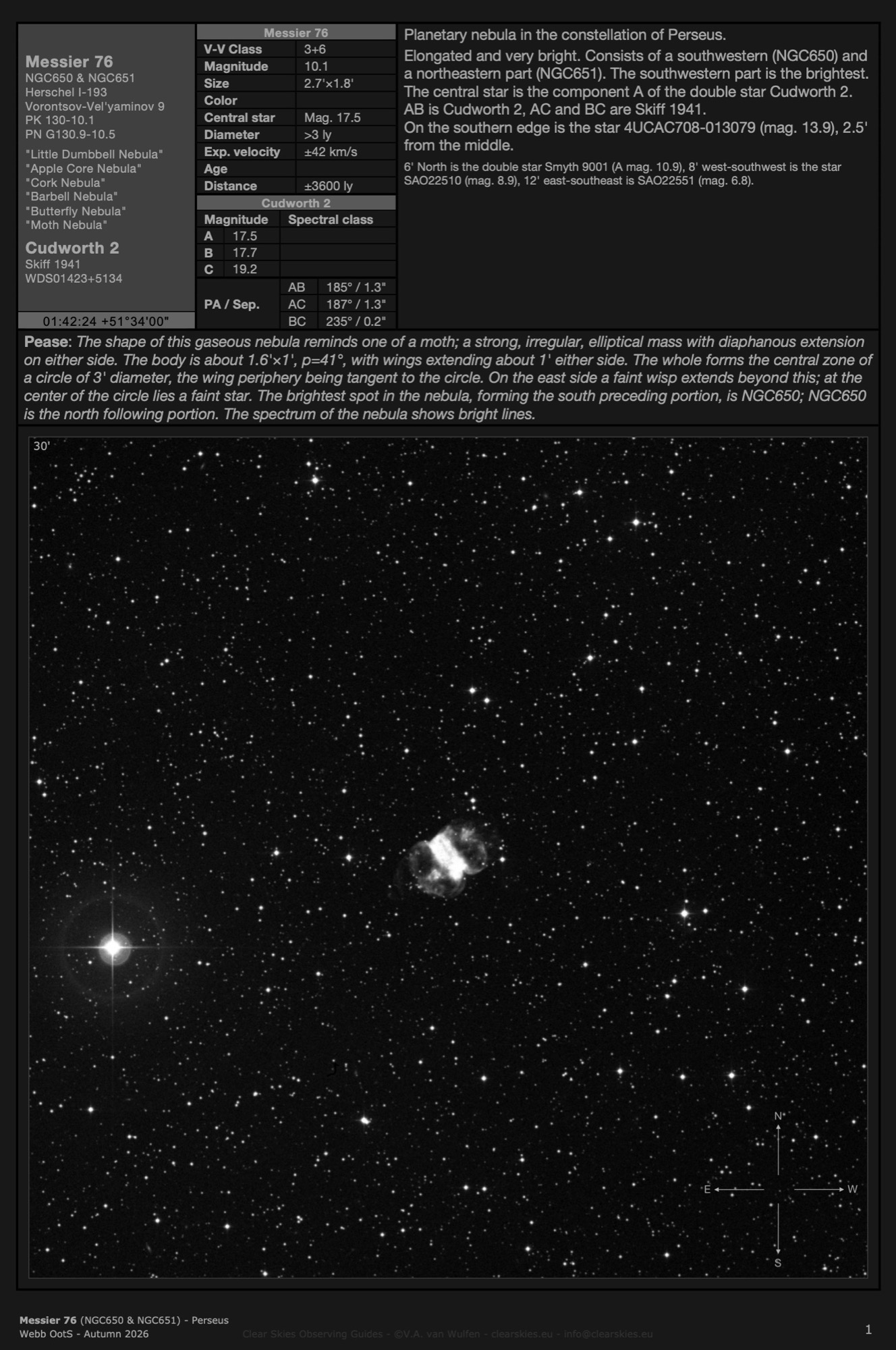 Planetary nebula Messier 76 (NGC650 & NGC651) - the "Little Dumbbell Nebula" in Perseus Planetary nebula Messier 76 (NGC650 & NGC651) - the "Little Dumbbell Nebula" in Perseus