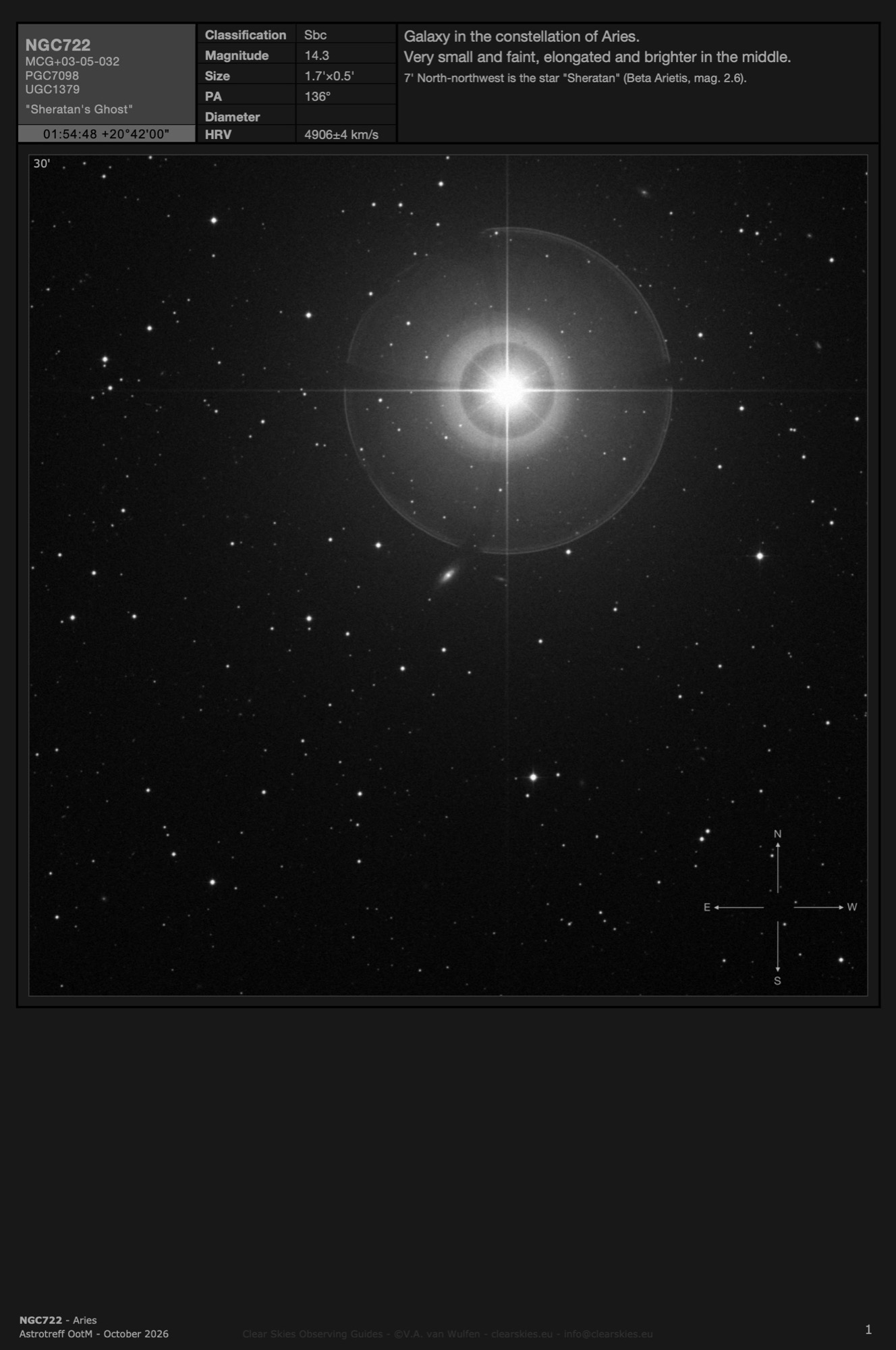 Galaxy NGC722 - "Sheratan's Ghost" in Aries Galaxy NGC722 - "Sheratan's Ghost" in Aries