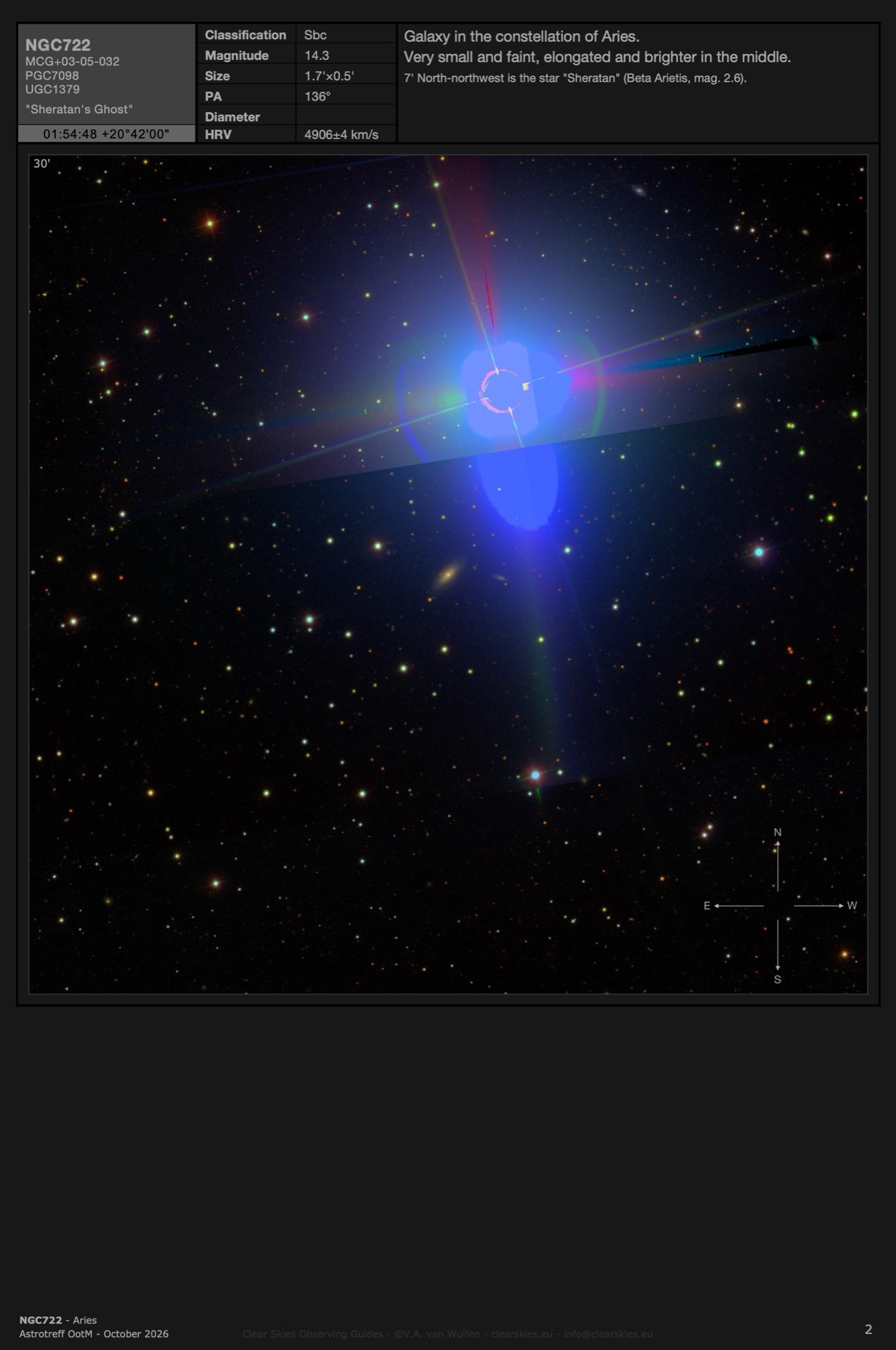 Galaxy NGC722 - "Sheratan's Ghost" in Aries Galaxy NGC722 - "Sheratan's Ghost" in Aries